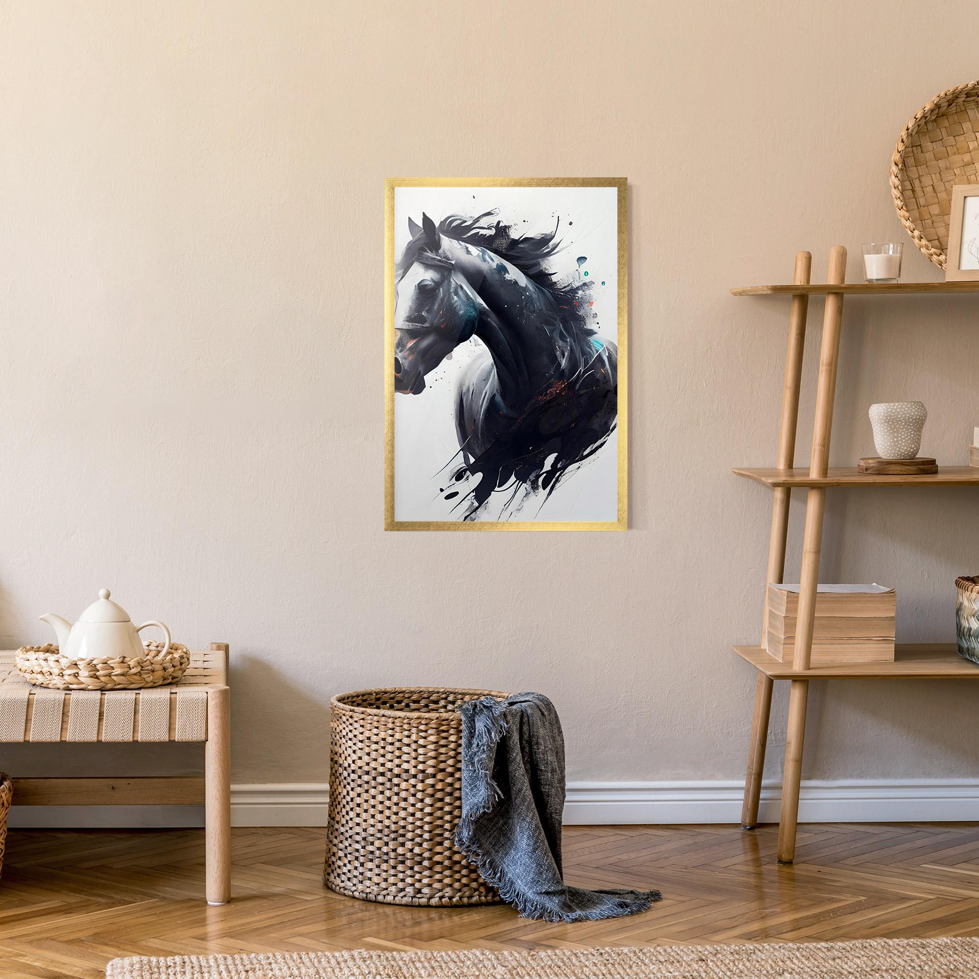 Рамкиран постер Black Paint Horse mockup 9