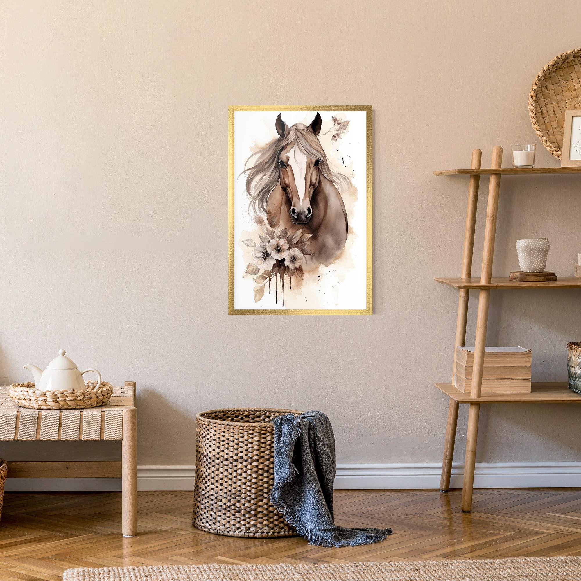 Рамкиран постер Flower Brown Horse mockup 9