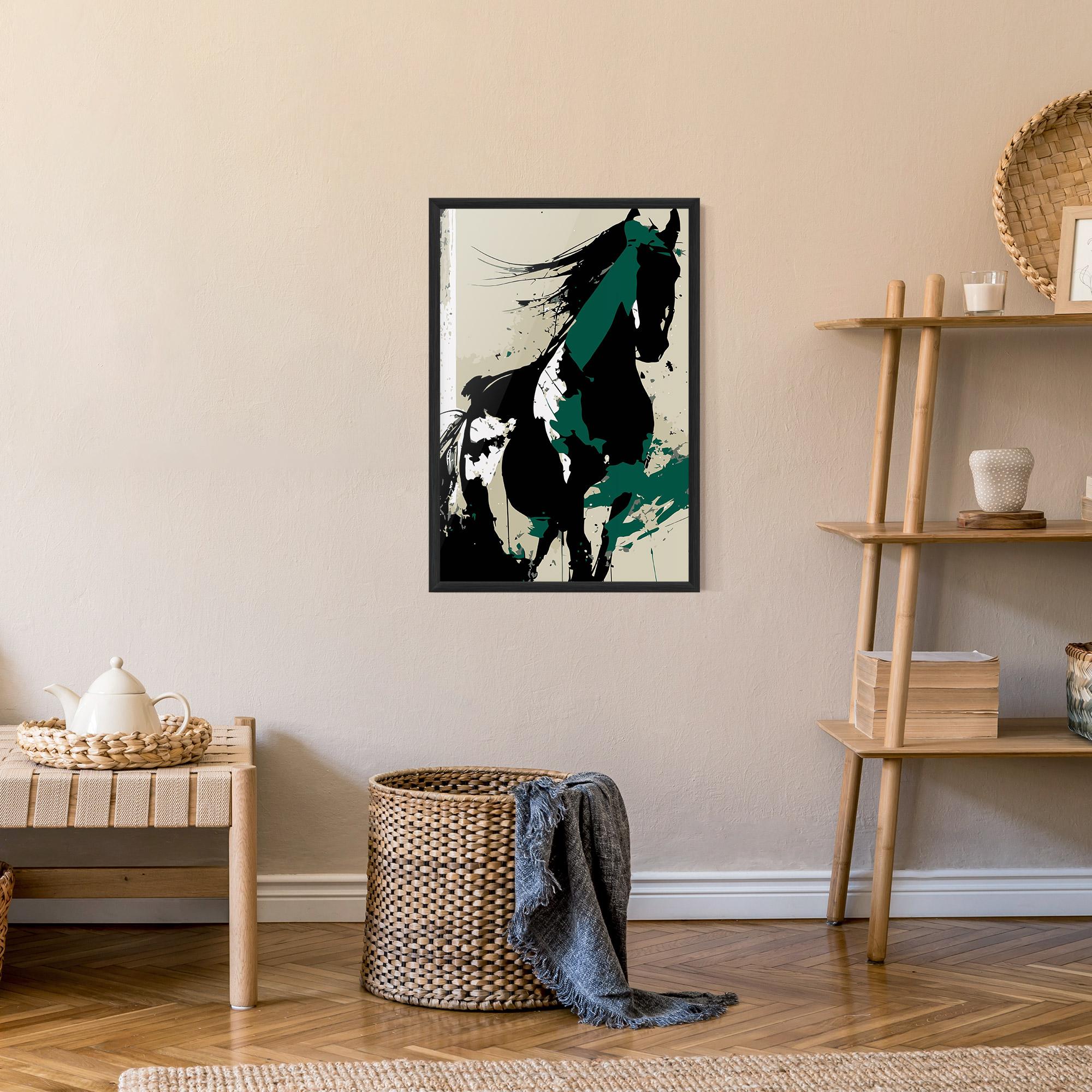Рамкиран постер Black Green Horse mockup 9
