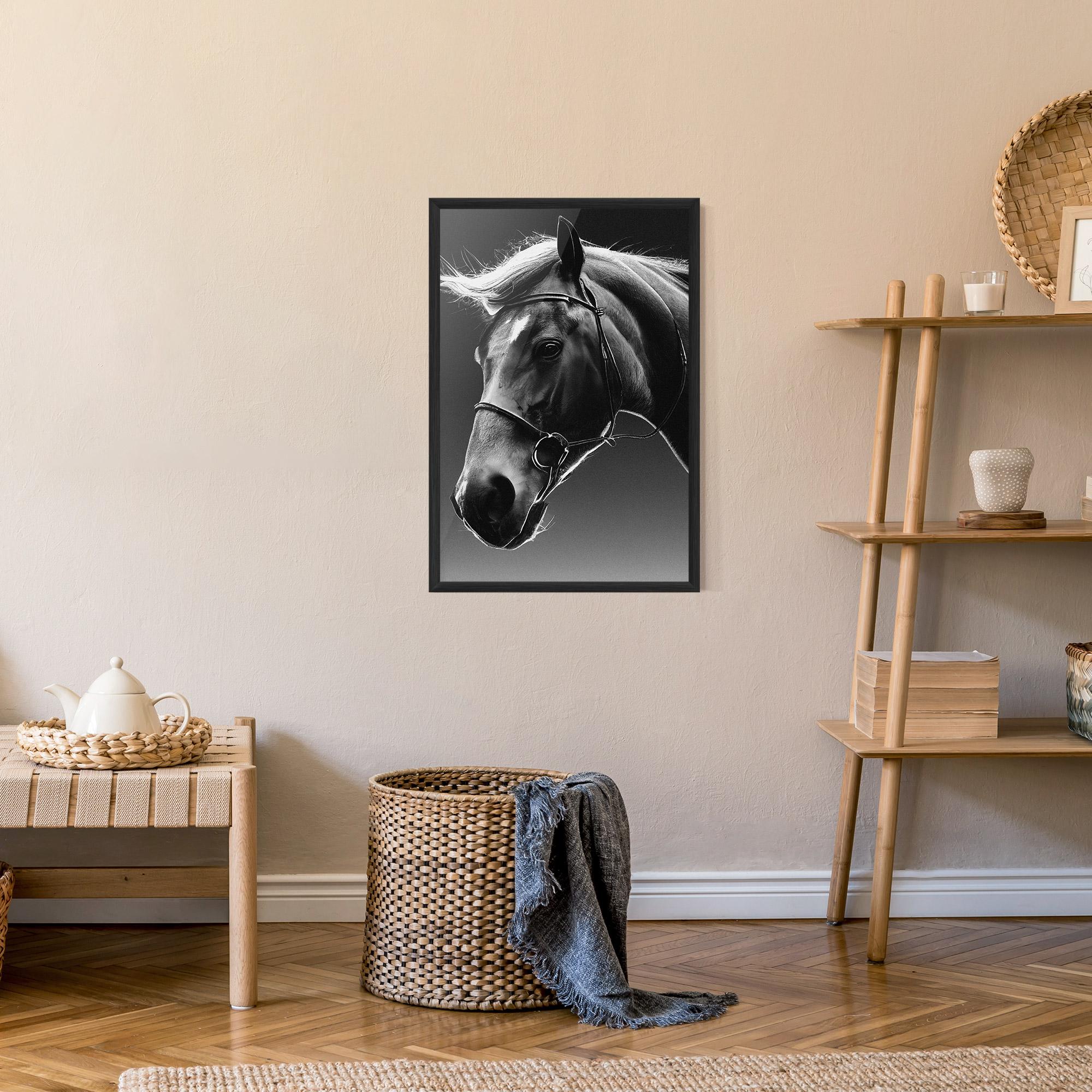 Рамкиран постер Black Horse Profile mockup 9