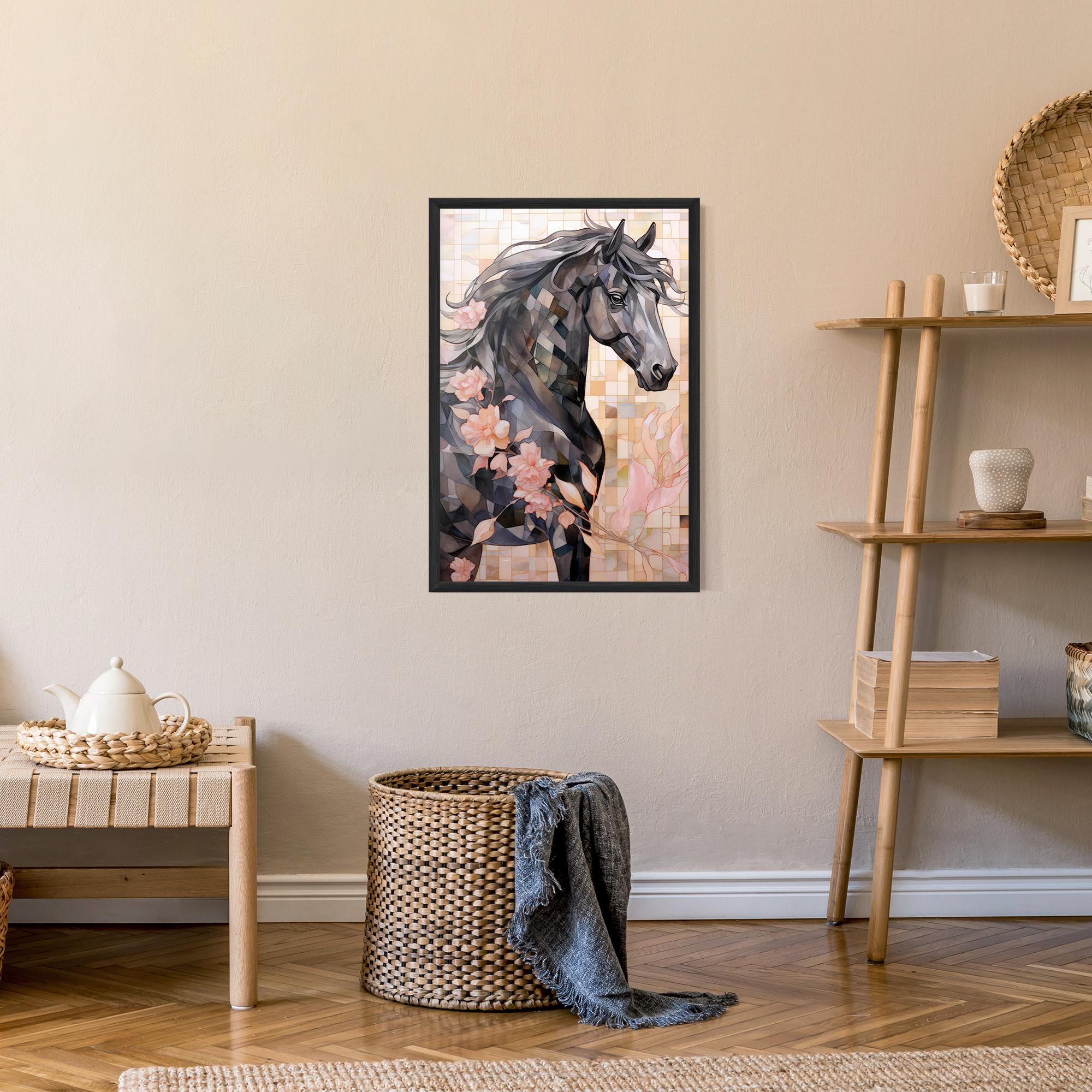 Рамкиран постер Mosaic Painting Horse mockup 9