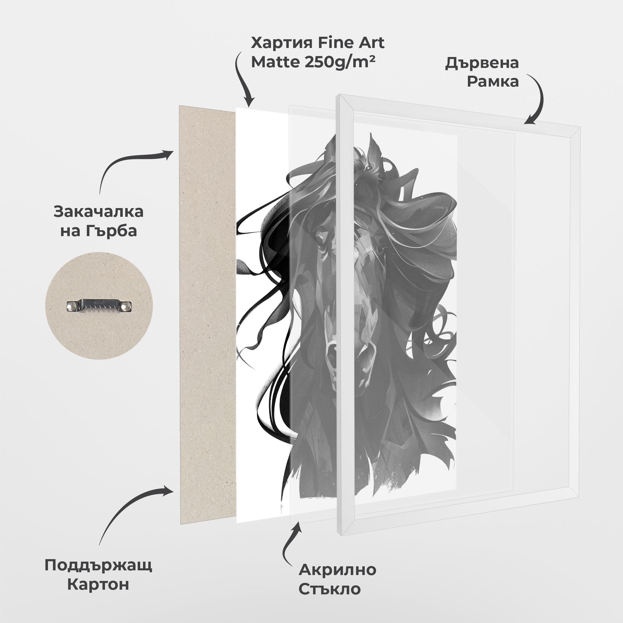 Рамкиран постер Black Horse Portrait mockup 1