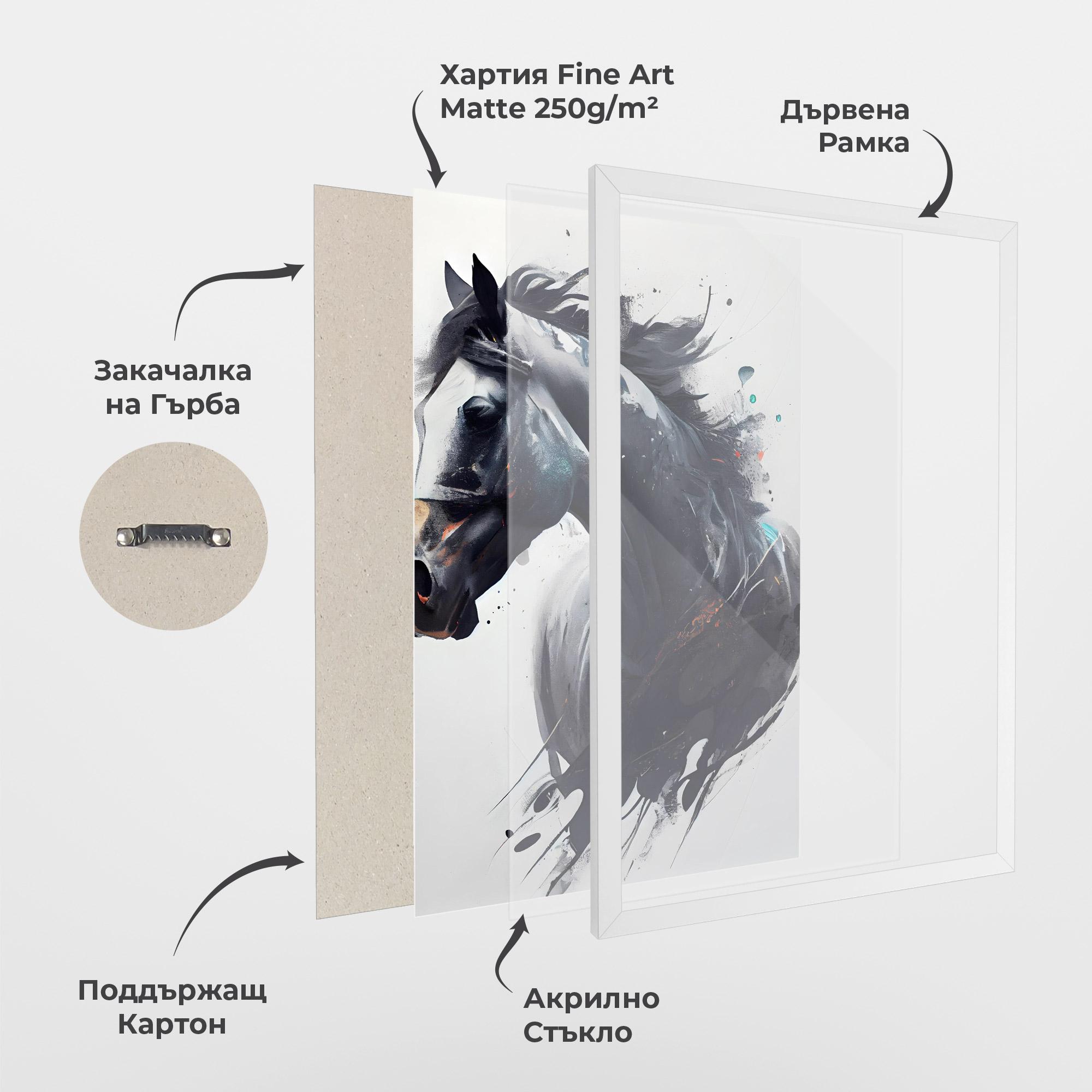 Рамкиран постер Black Paint Horse mockup 1