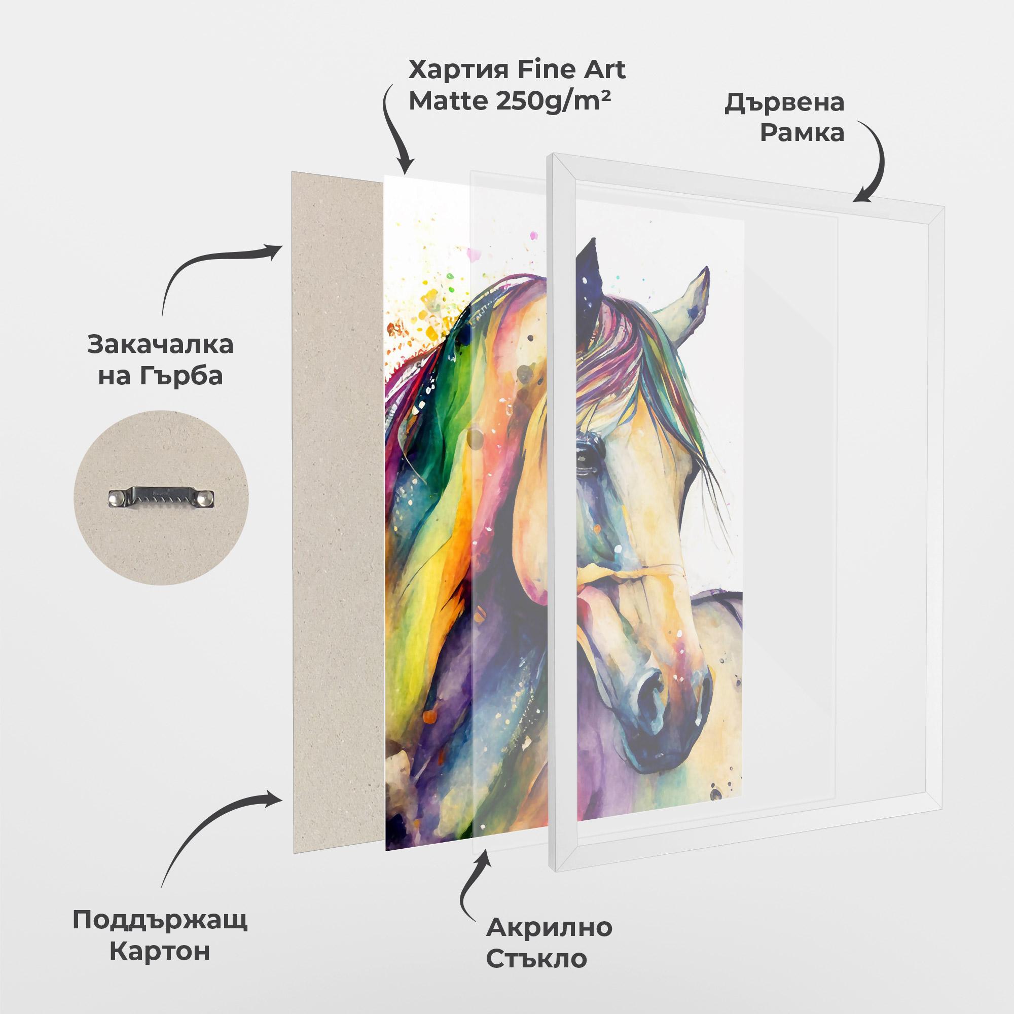 Рамкиран постер Colorful Horse mockup 1
