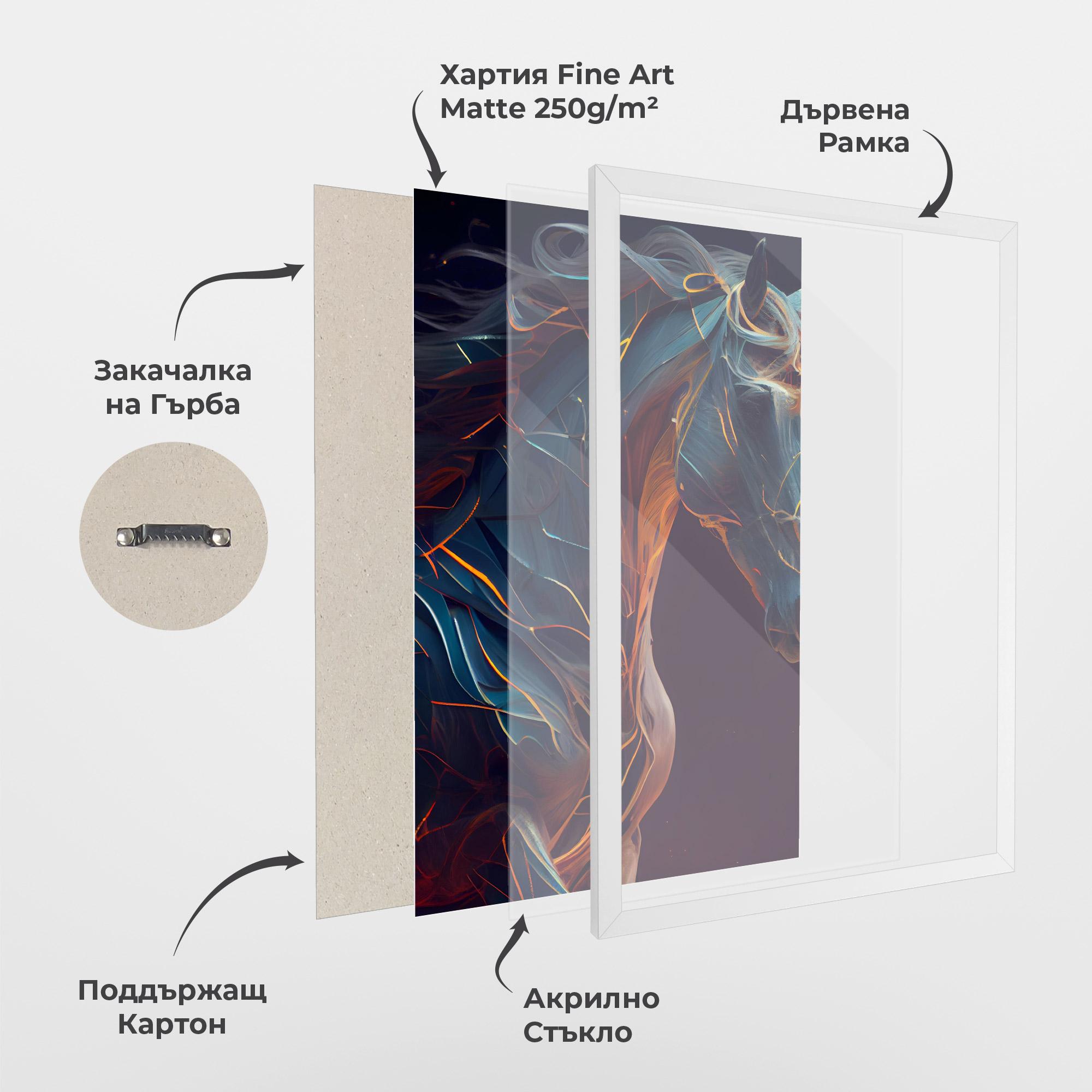 Рамкиран постер Fire Lines Horse mockup 1