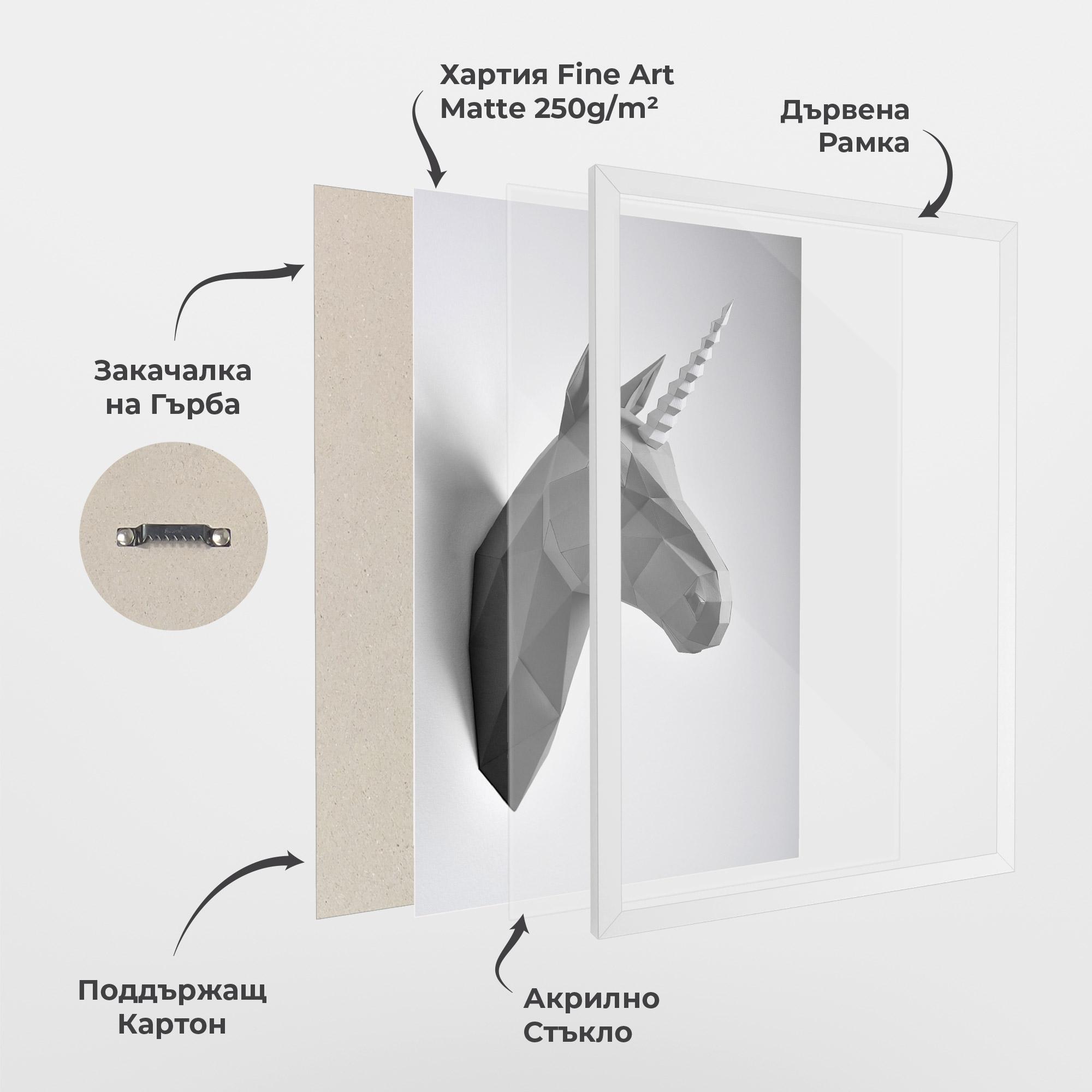 Рамкиран постер Geometrical Unicorn mockup 1