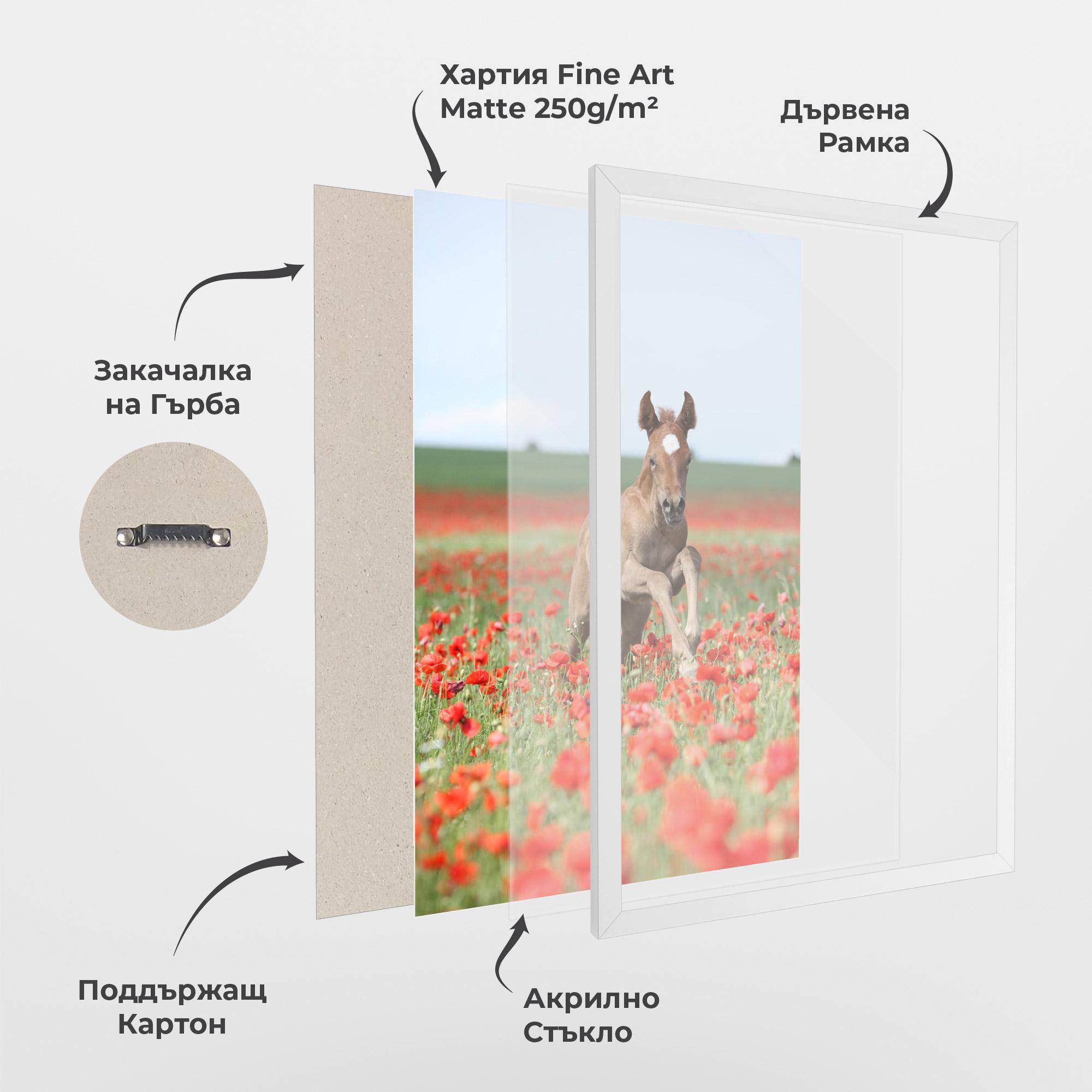 Рамкиран постер Red Flowers Horse mockup 1