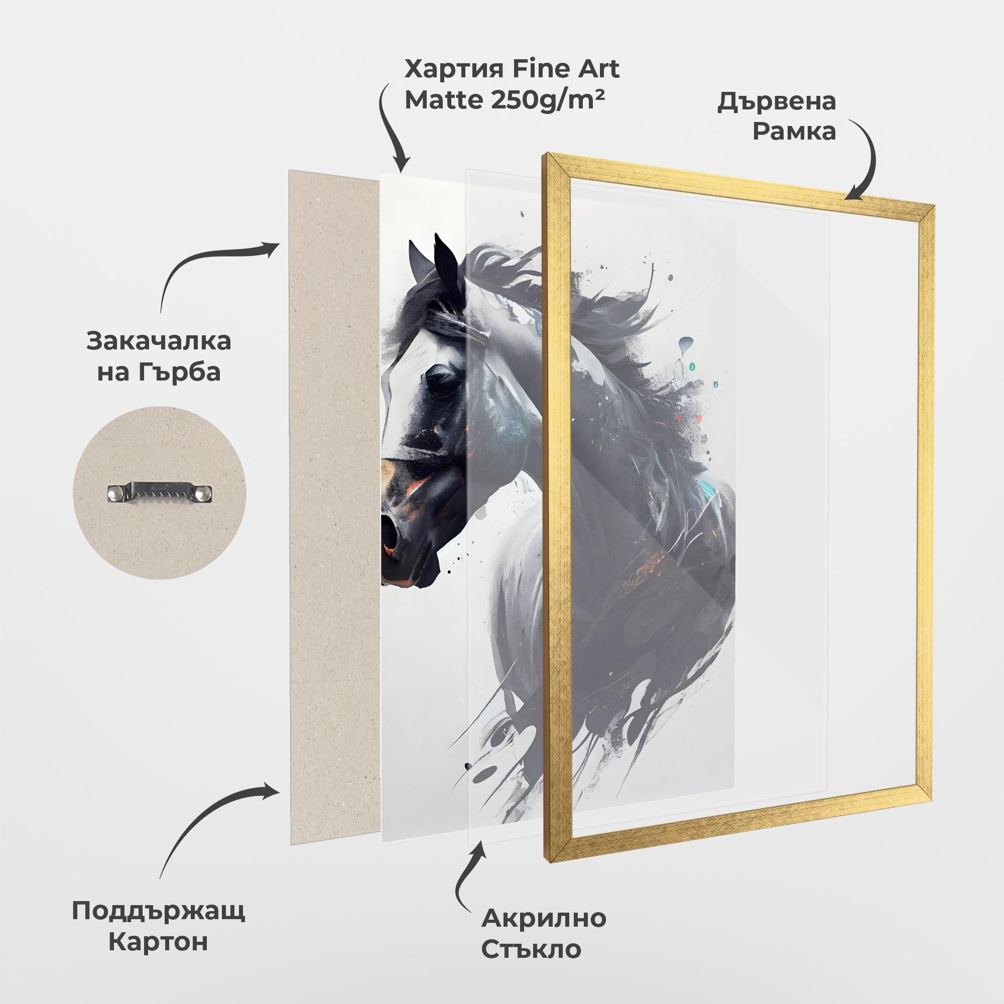 Рамкиран постер Black Paint Horse mockup 1