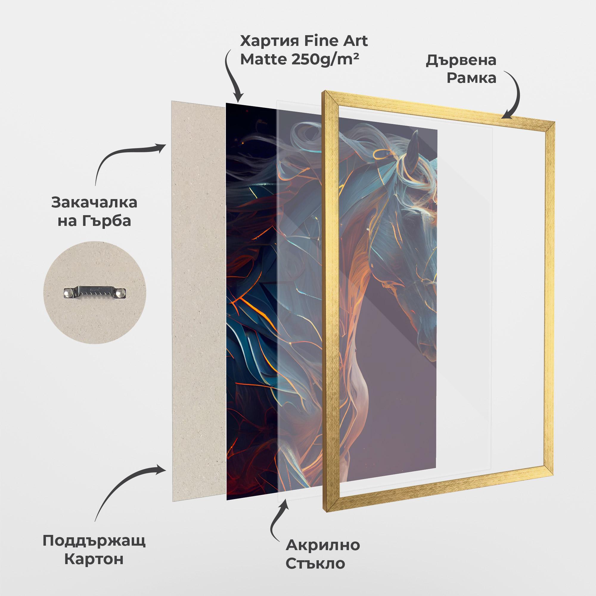 Рамкиран постер Fire Lines Horse mockup 1