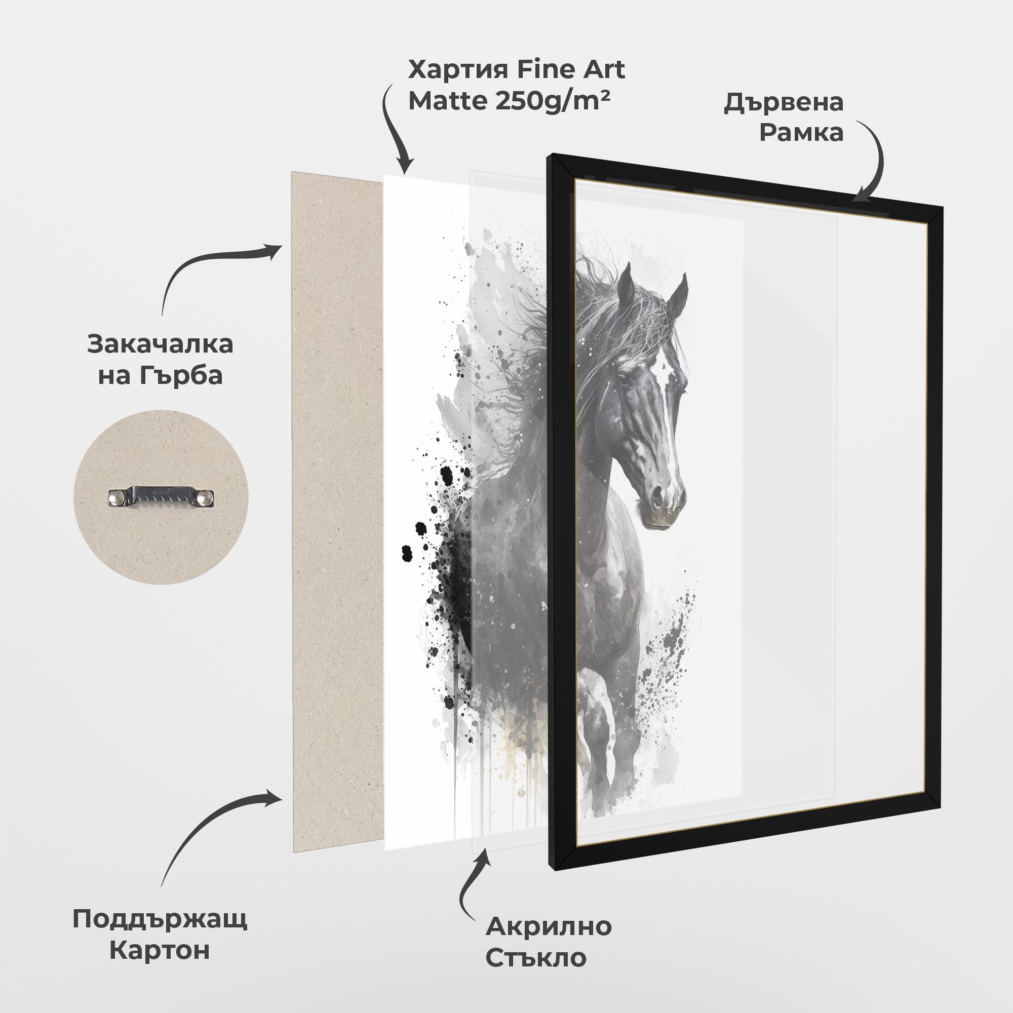 Рамкиран постер Black Horse mockup 1