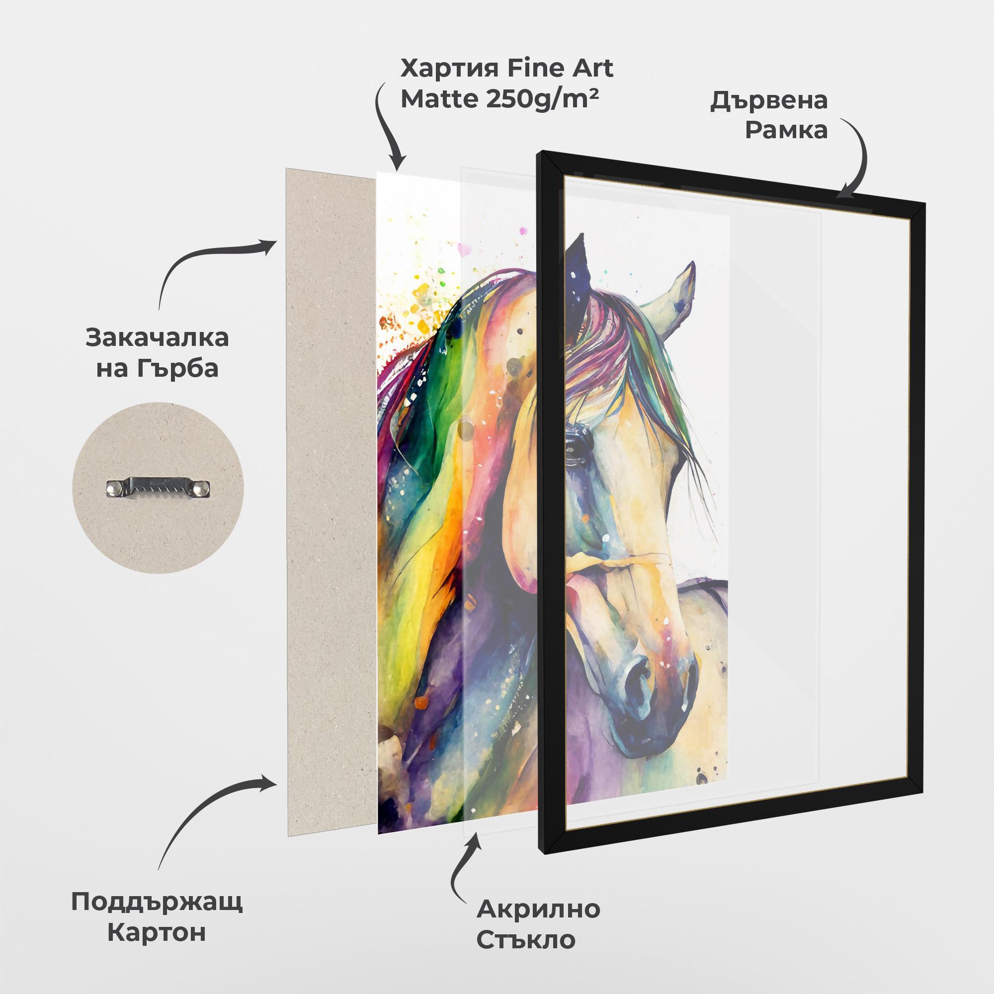 Рамкиран постер Colorful Horse mockup 1