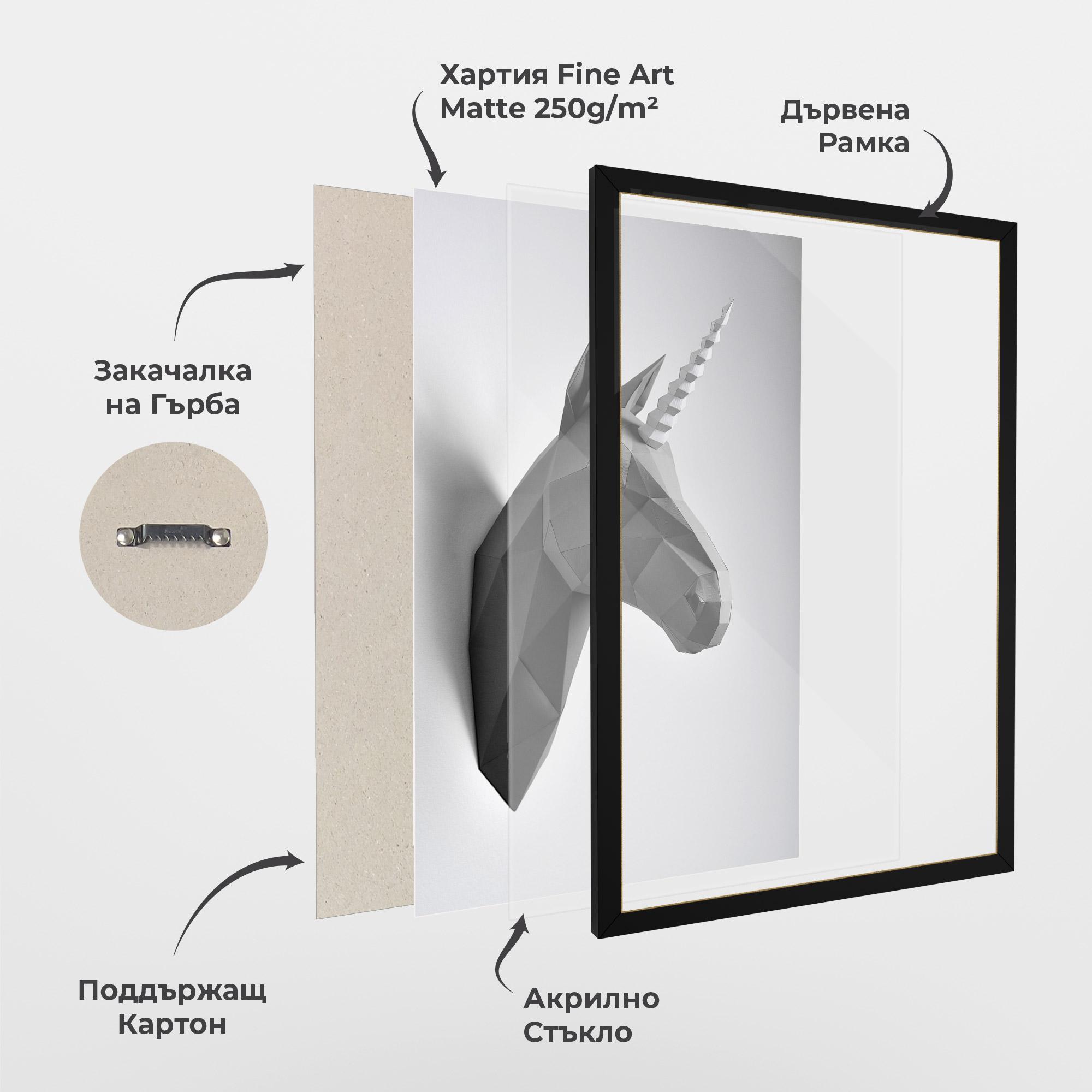 Рамкиран постер Geometrical Unicorn mockup 1