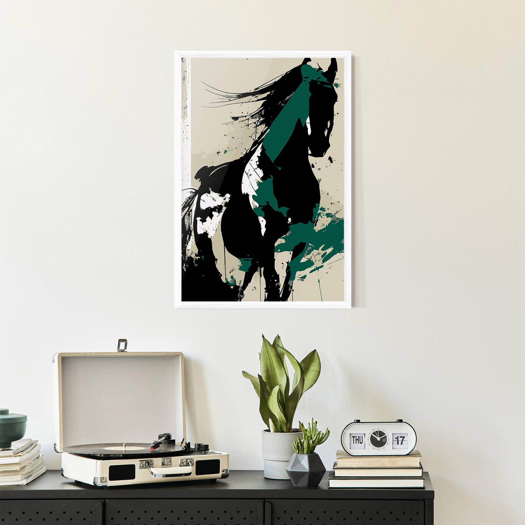 Рамкиран постер Black Green Horse mockup 2