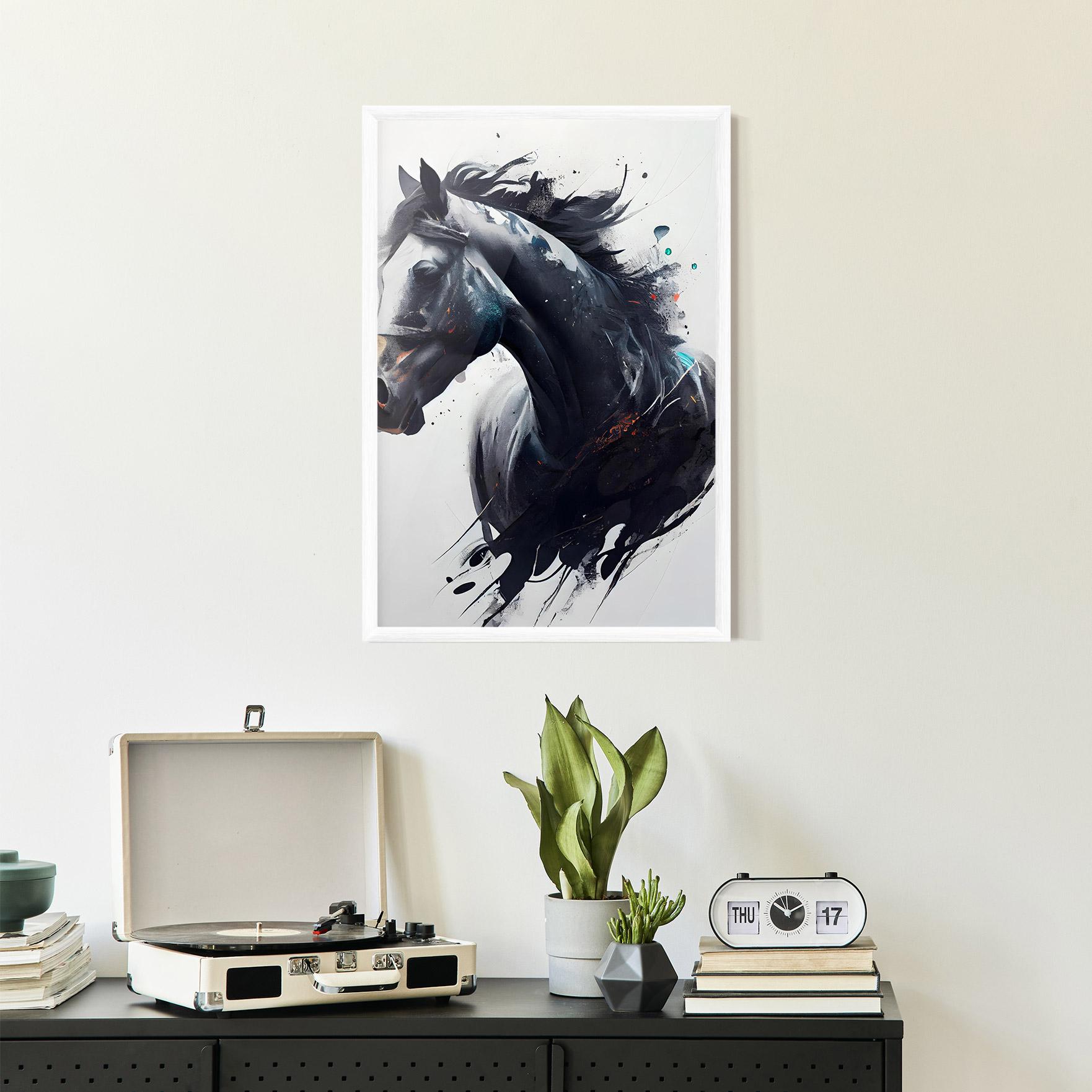 Рамкиран постер Black Paint Horse mockup 2