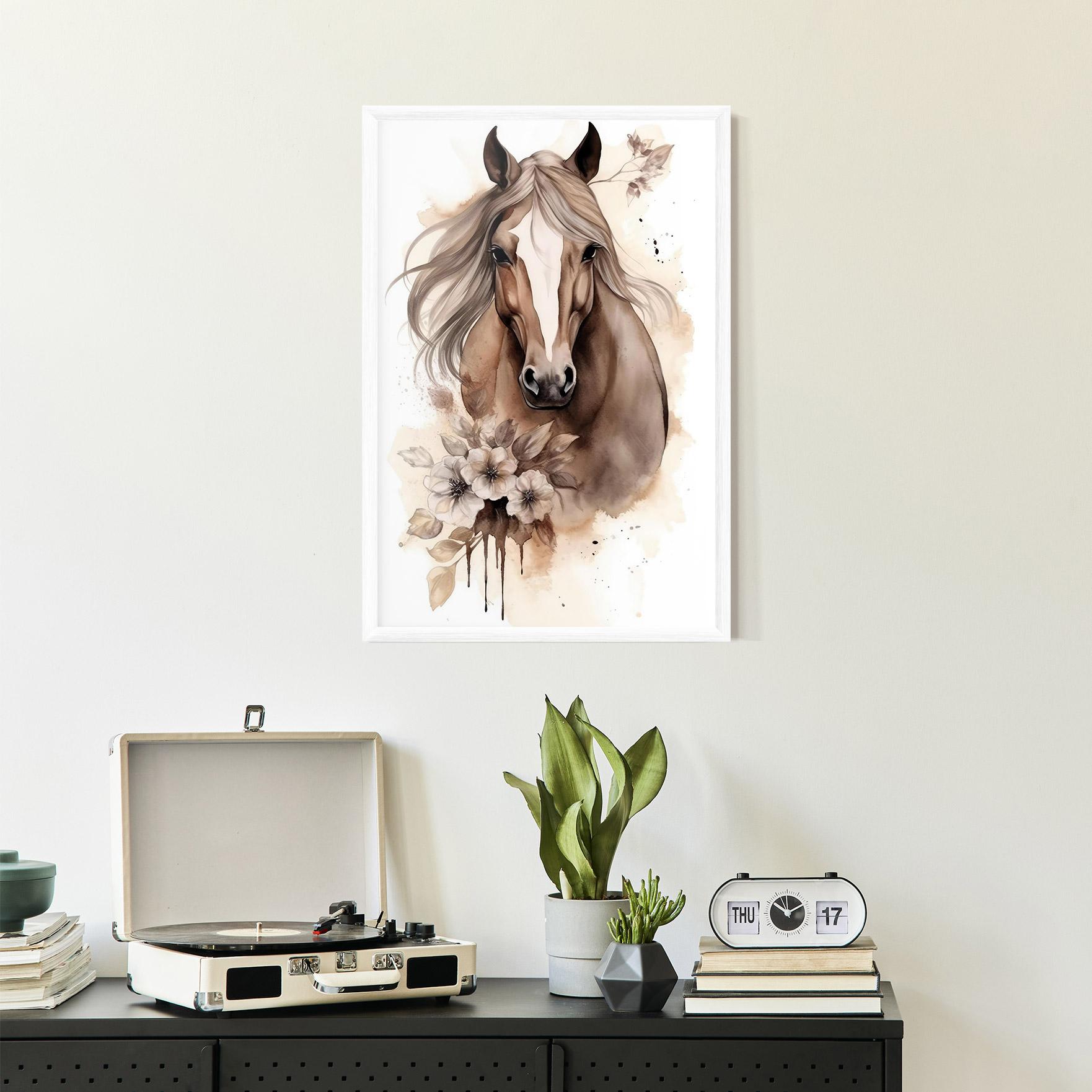 Рамкиран постер Flower Brown Horse mockup 2