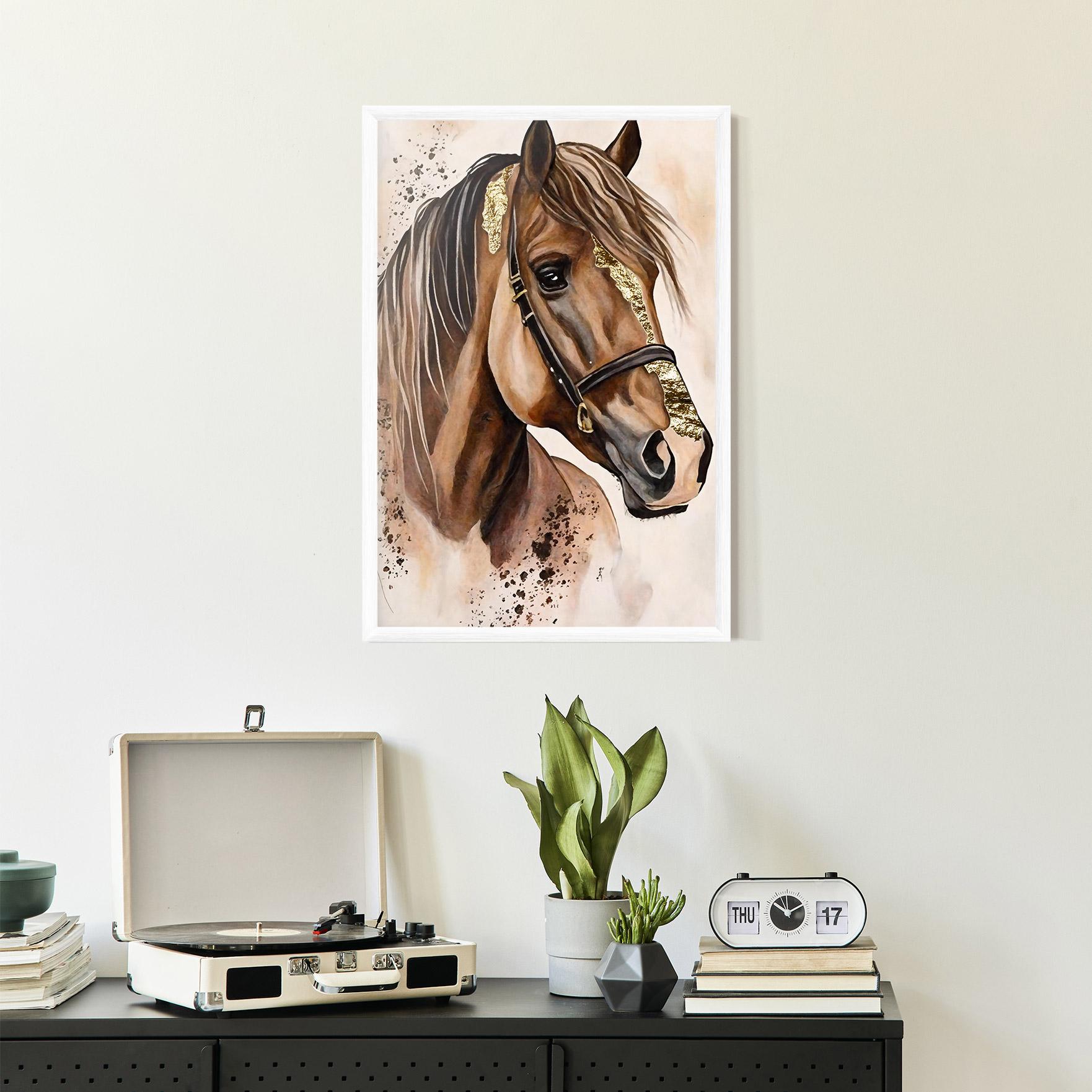 Рамкиран постер Gold Horse Painting mockup 2