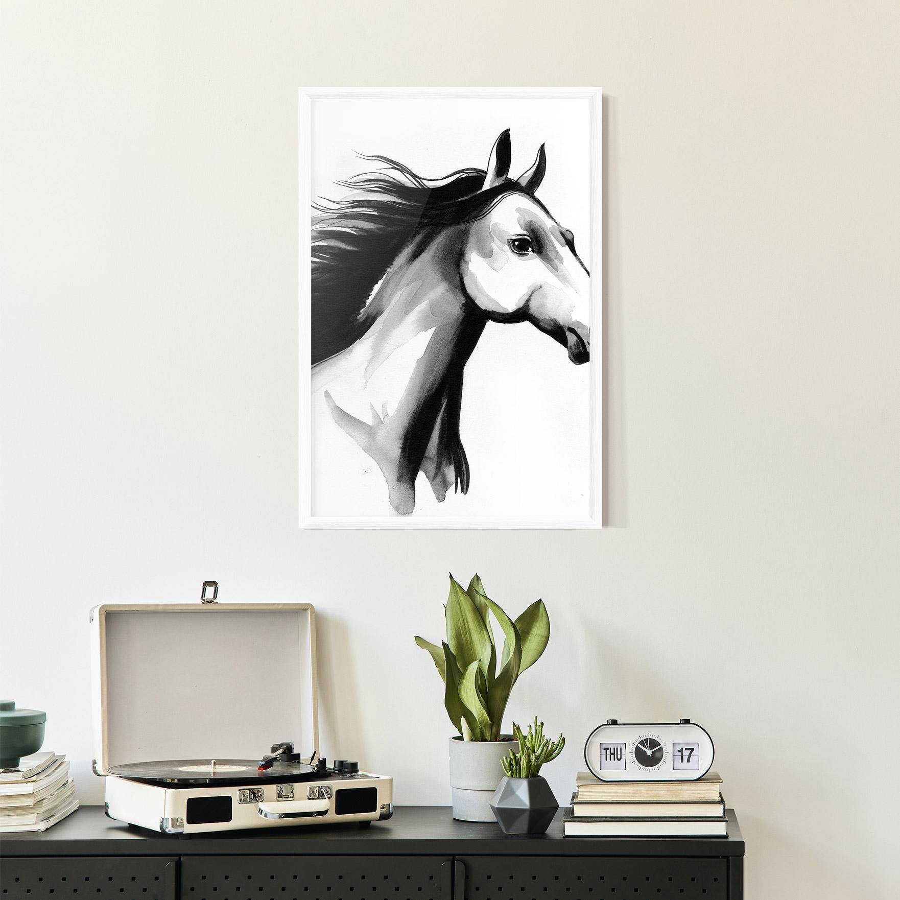 Рамкиран постер Ink Watercolor Horse mockup 2
