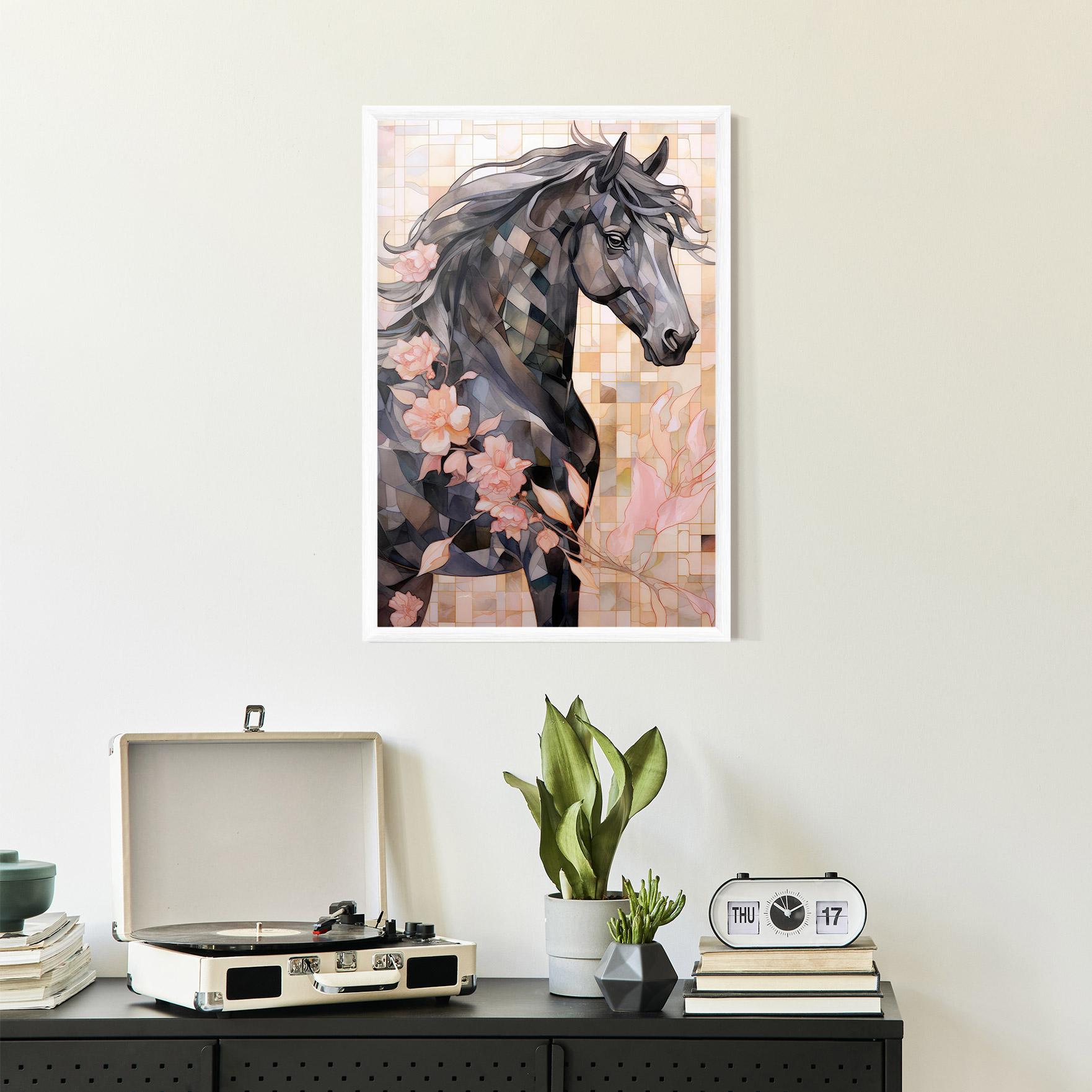 Рамкиран постер Mosaic Painting Horse mockup 2