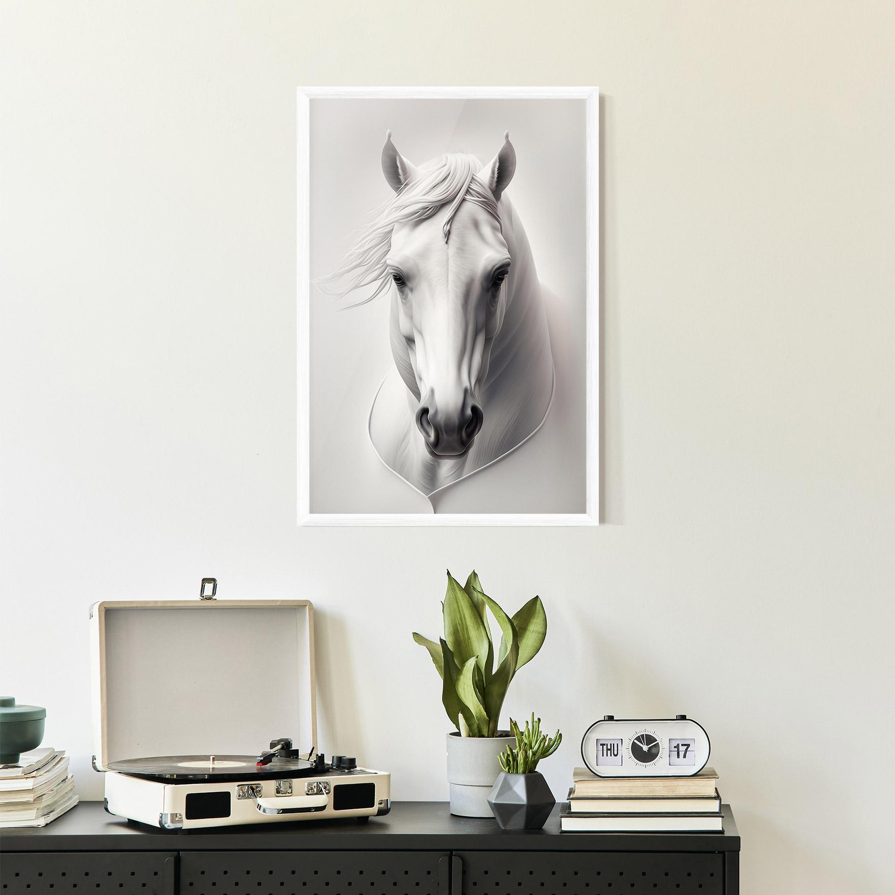 Рамкиран постер White Horse Portrait mockup 2