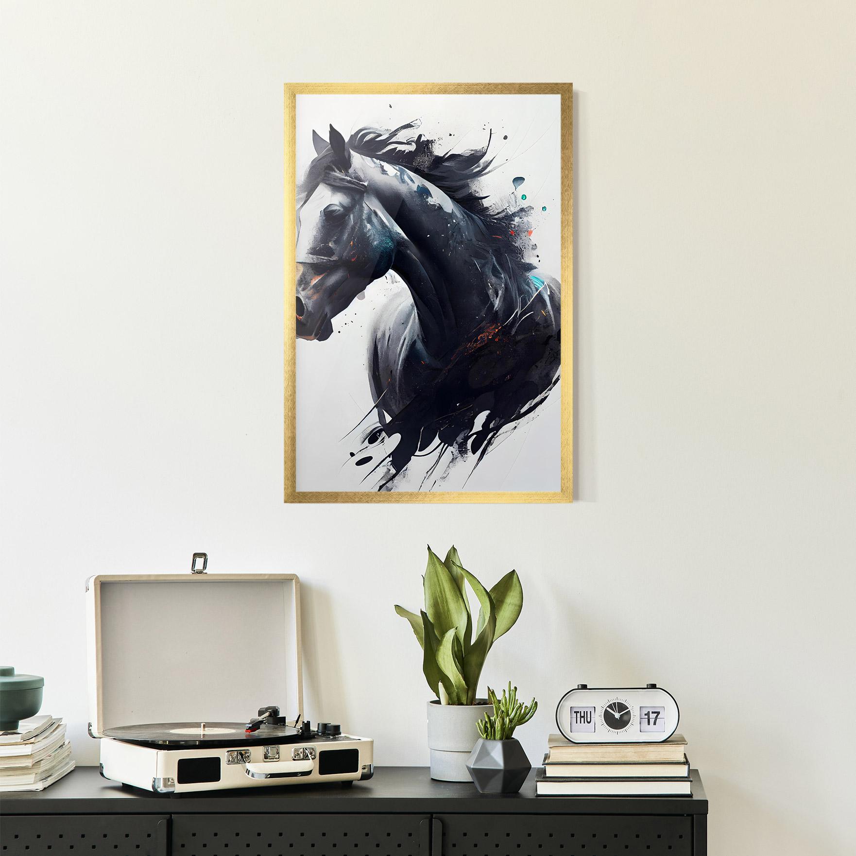 Рамкиран постер Black Paint Horse mockup 2