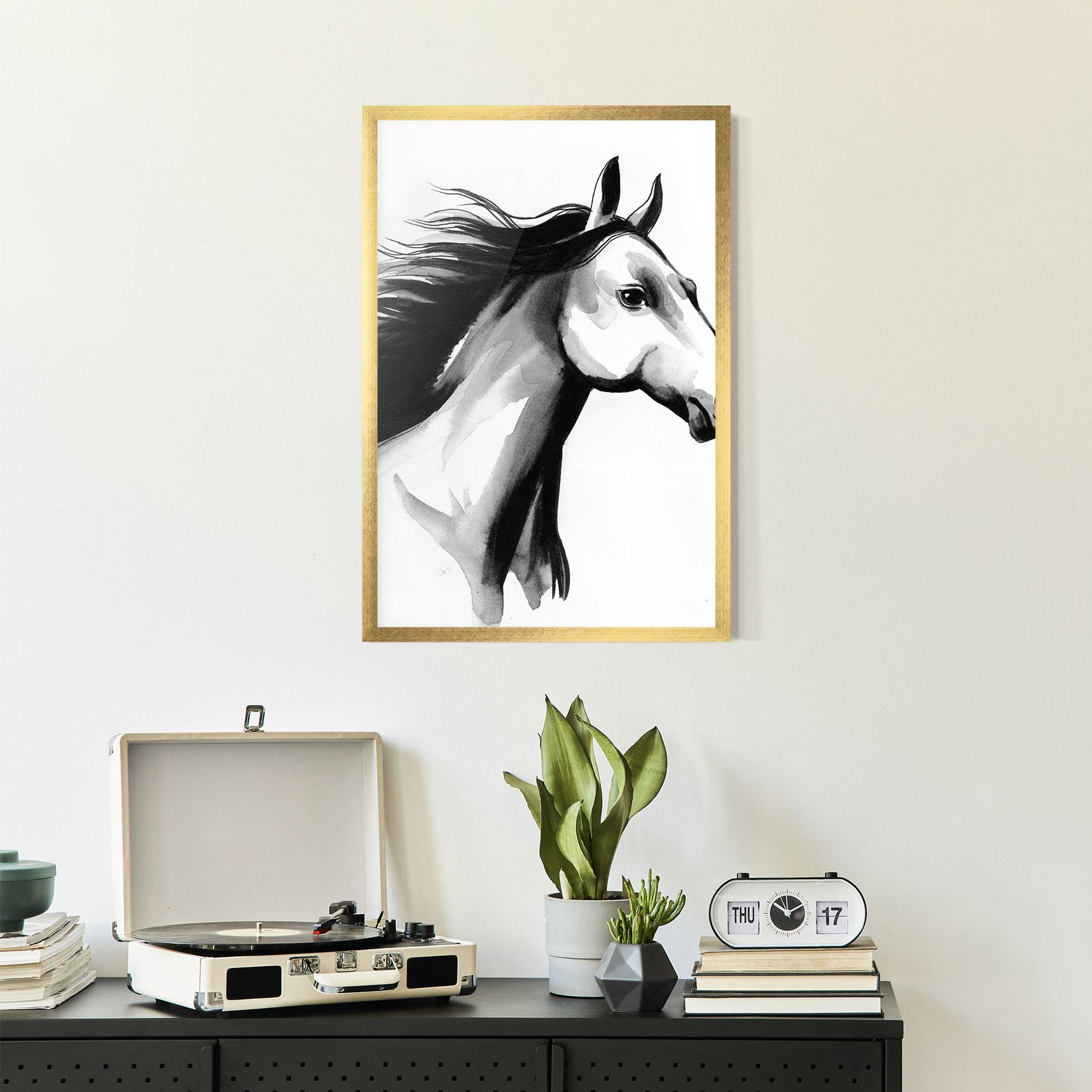 Рамкиран постер Ink Watercolor Horse mockup 2