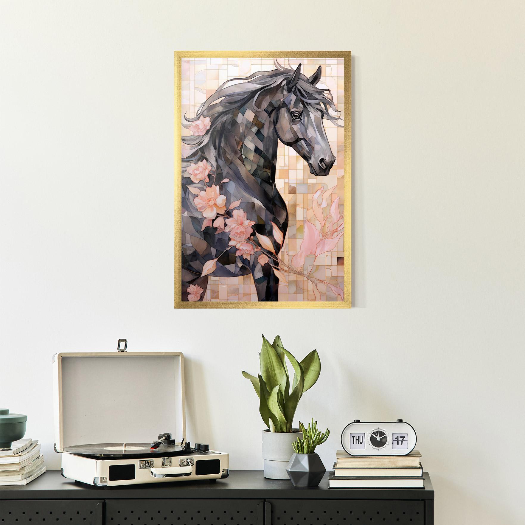 Рамкиран постер Mosaic Painting Horse mockup 2