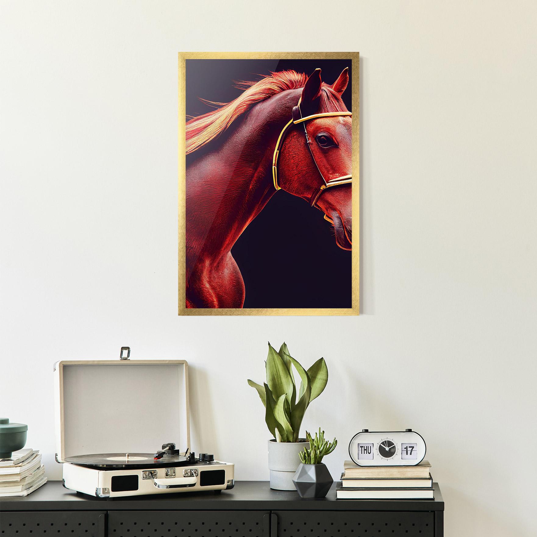 Рамкиран постер Red Horse Portrait mockup 2