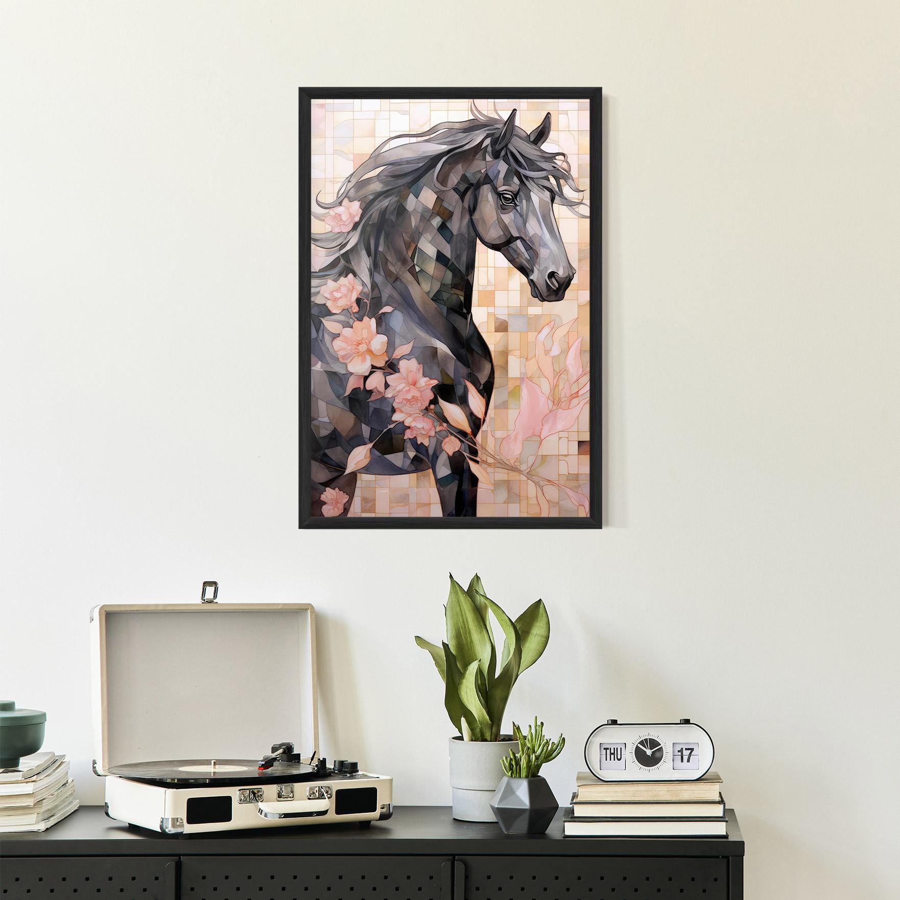 Рамкиран постер Mosaic Painting Horse mockup 2