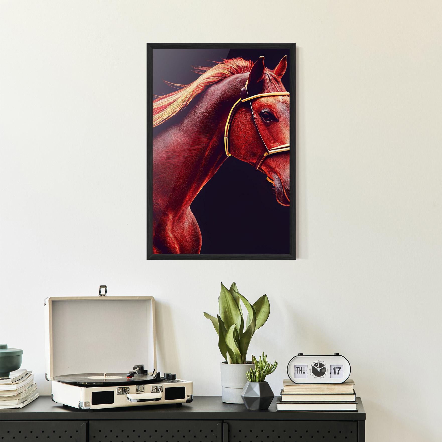 Рамкиран постер Red Horse Portrait mockup 2