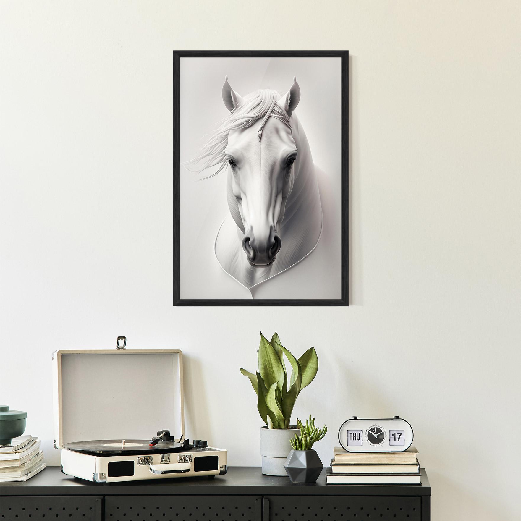 Рамкиран постер White Horse Portrait mockup 2