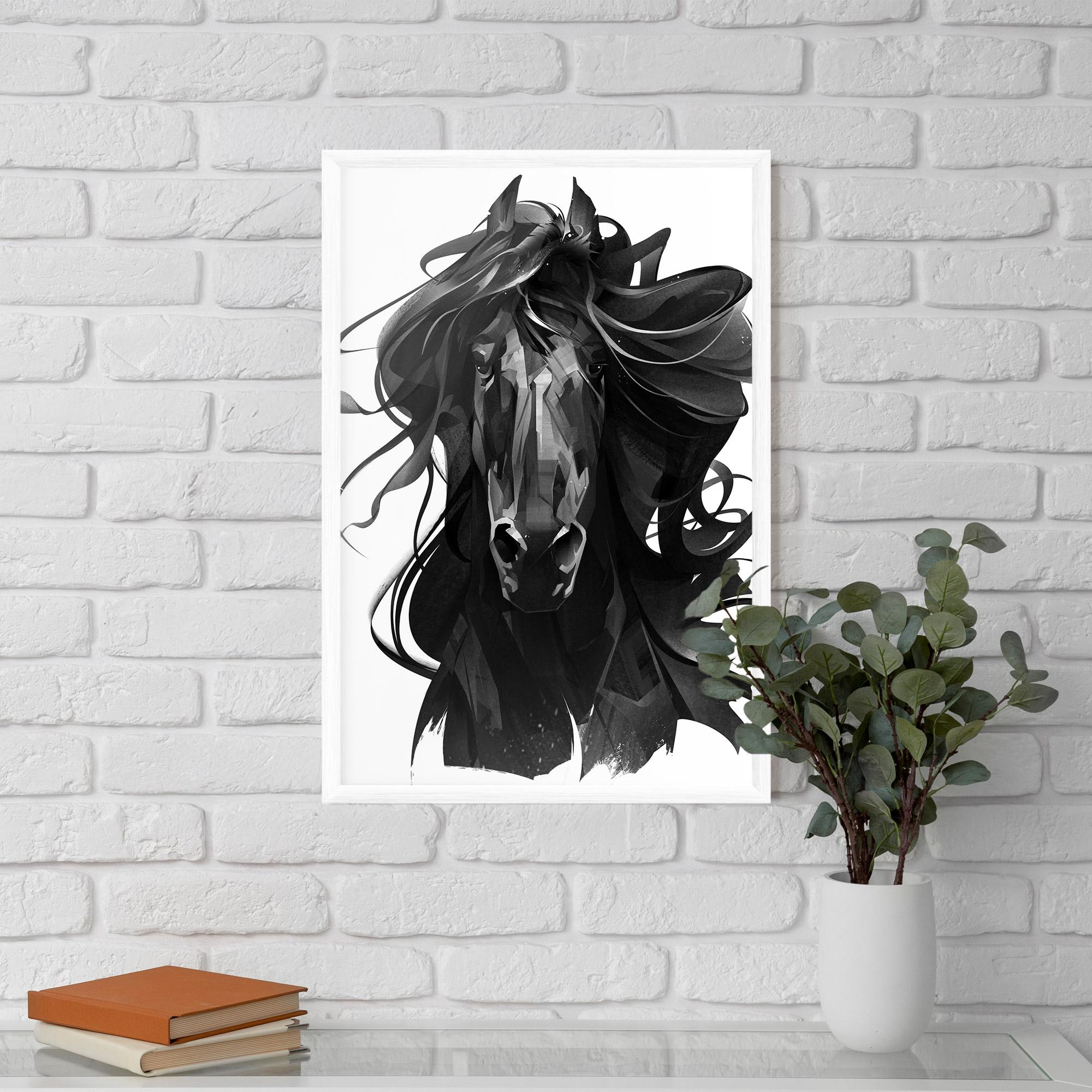 Рамкиран постер Black Horse Portrait mockup 5