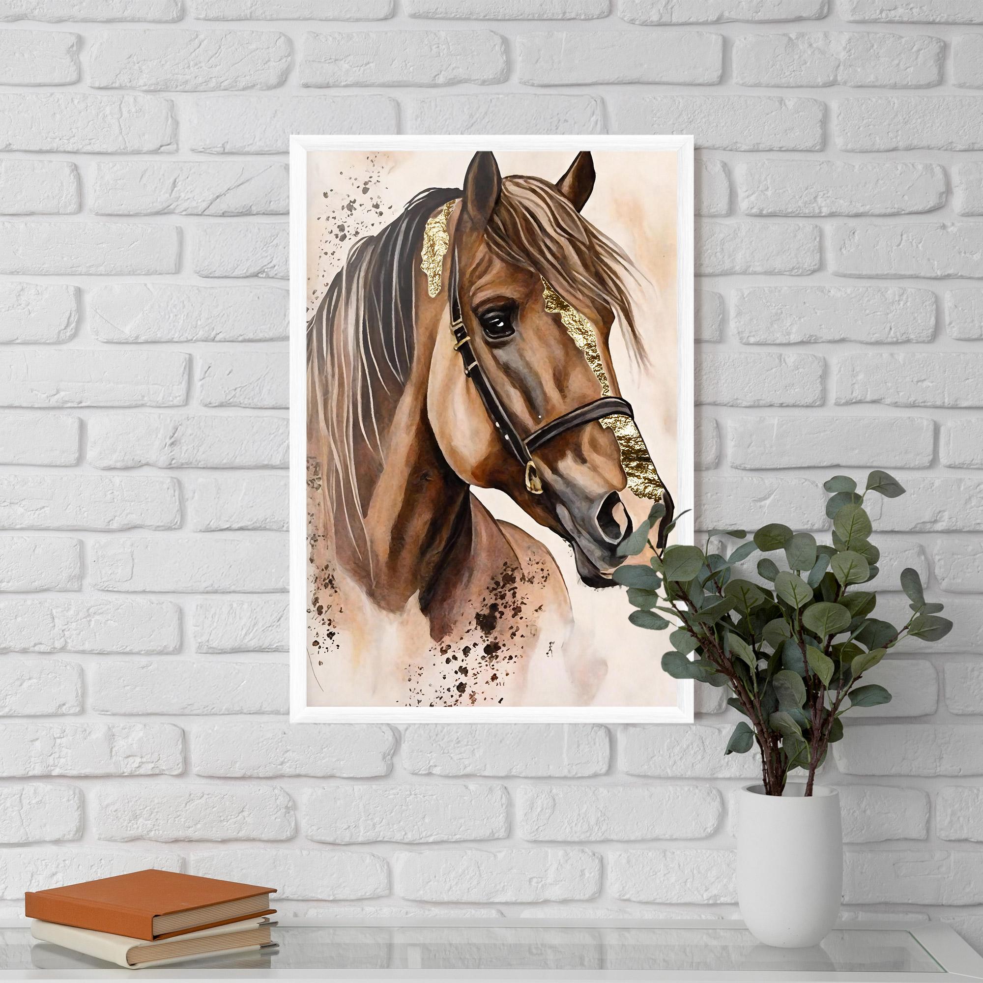 Рамкиран постер Gold Horse Painting mockup 5