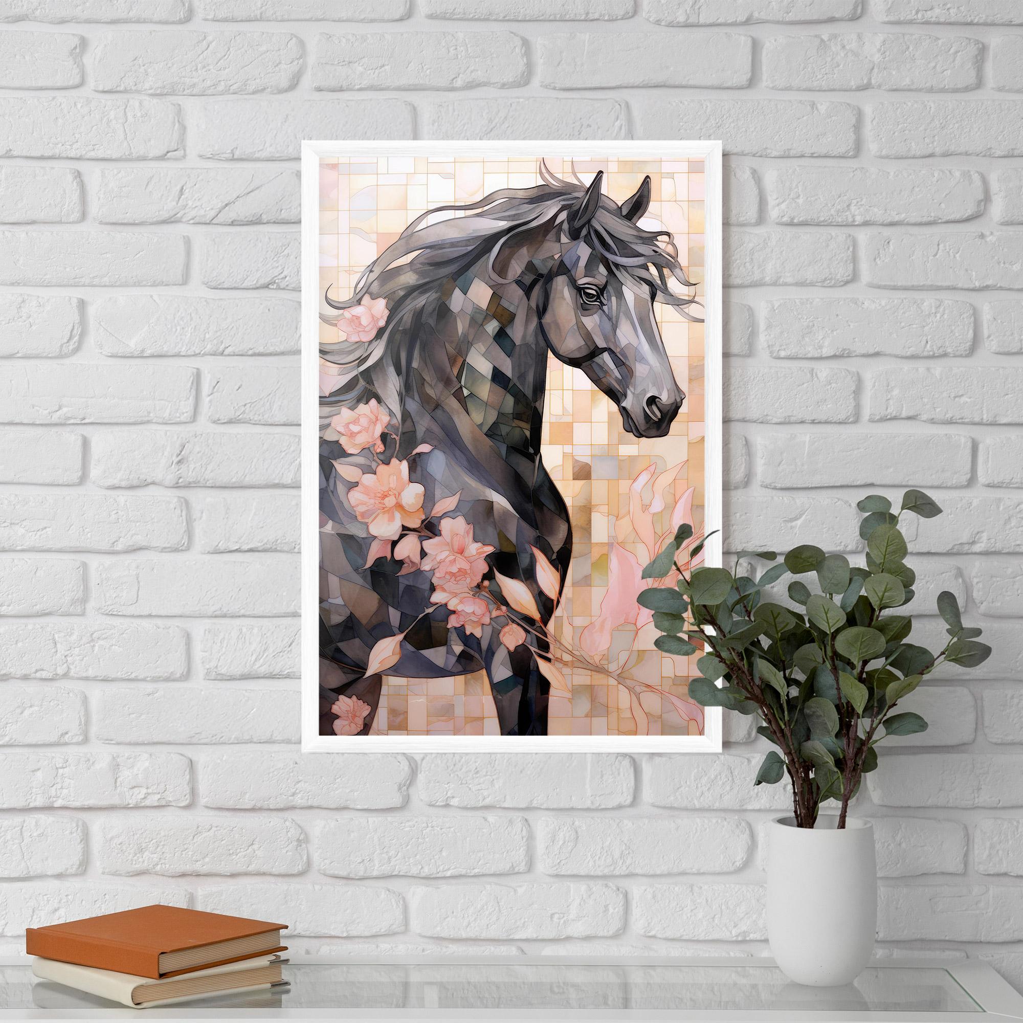 Рамкиран постер Mosaic Painting Horse mockup 5
