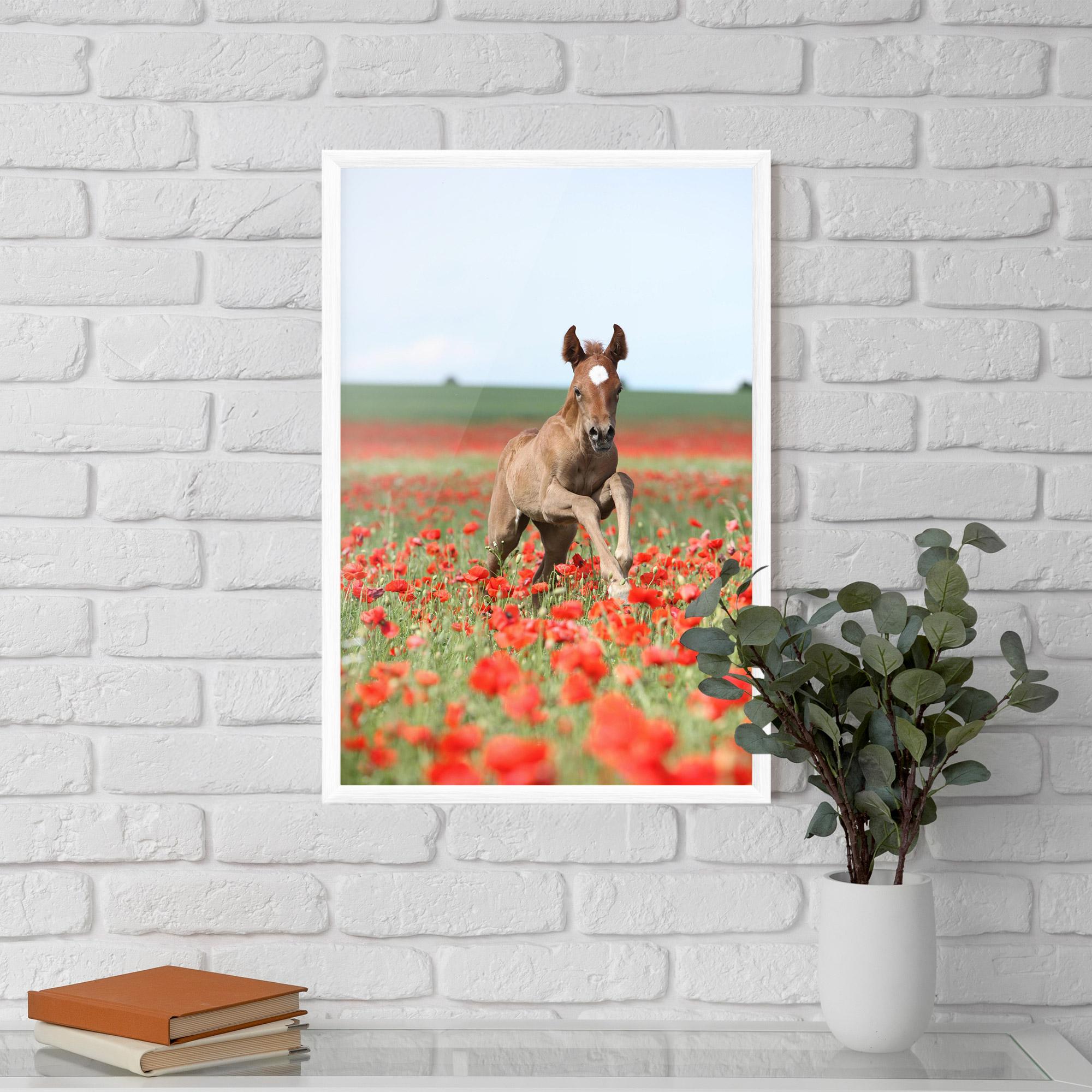 Рамкиран постер Red Flowers Horse mockup 5