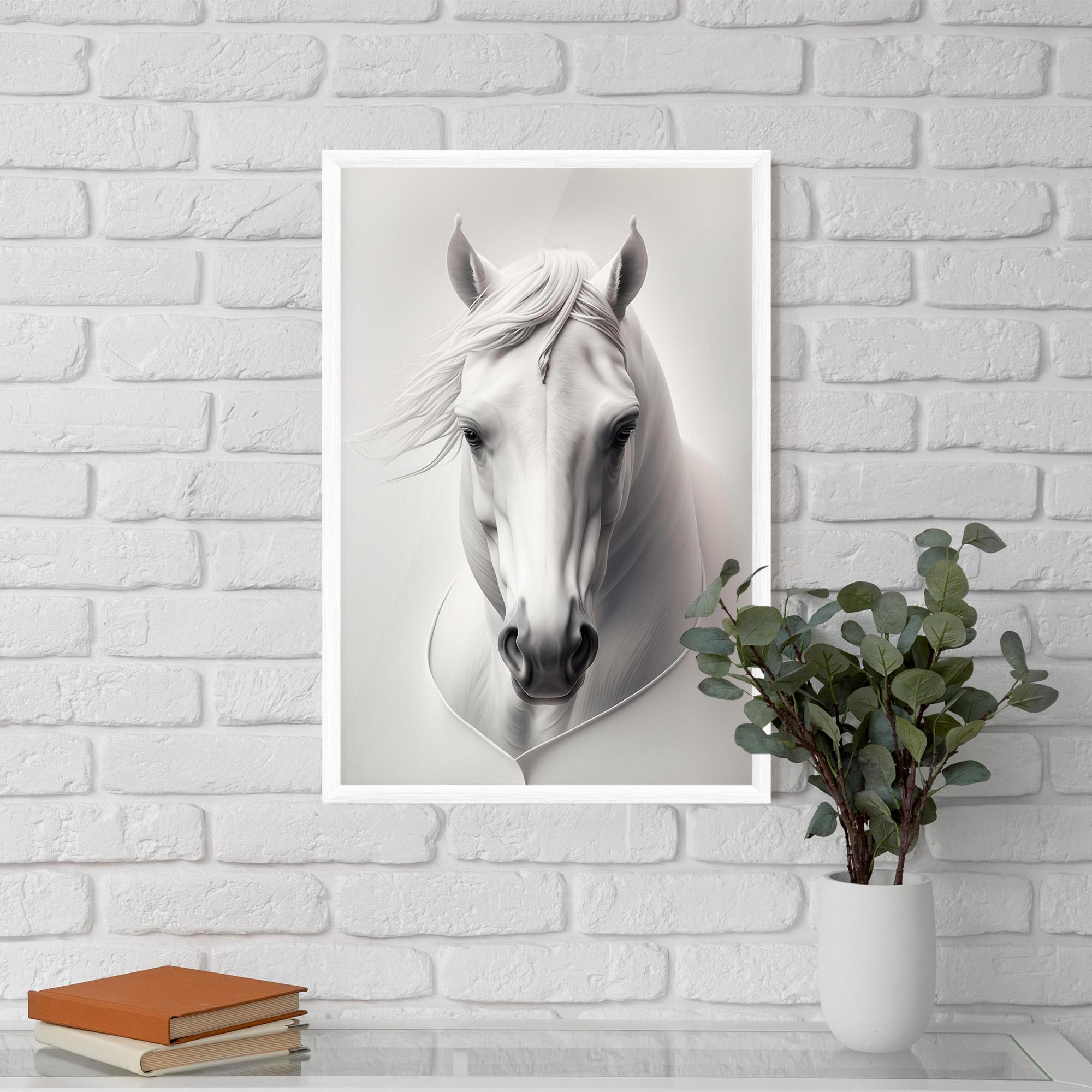 Рамкиран постер White Horse Portrait mockup 5