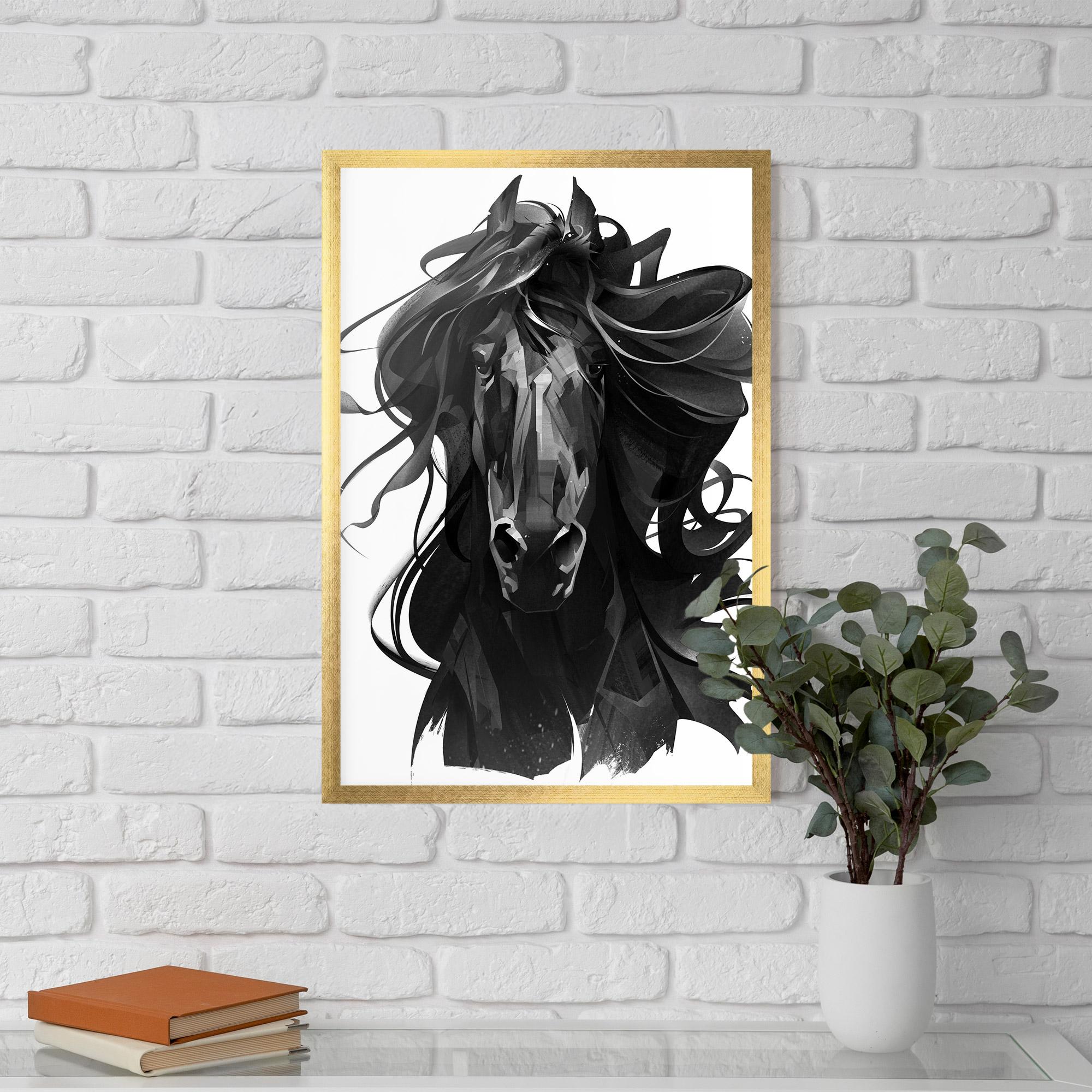 Рамкиран постер Black Horse Portrait mockup 5