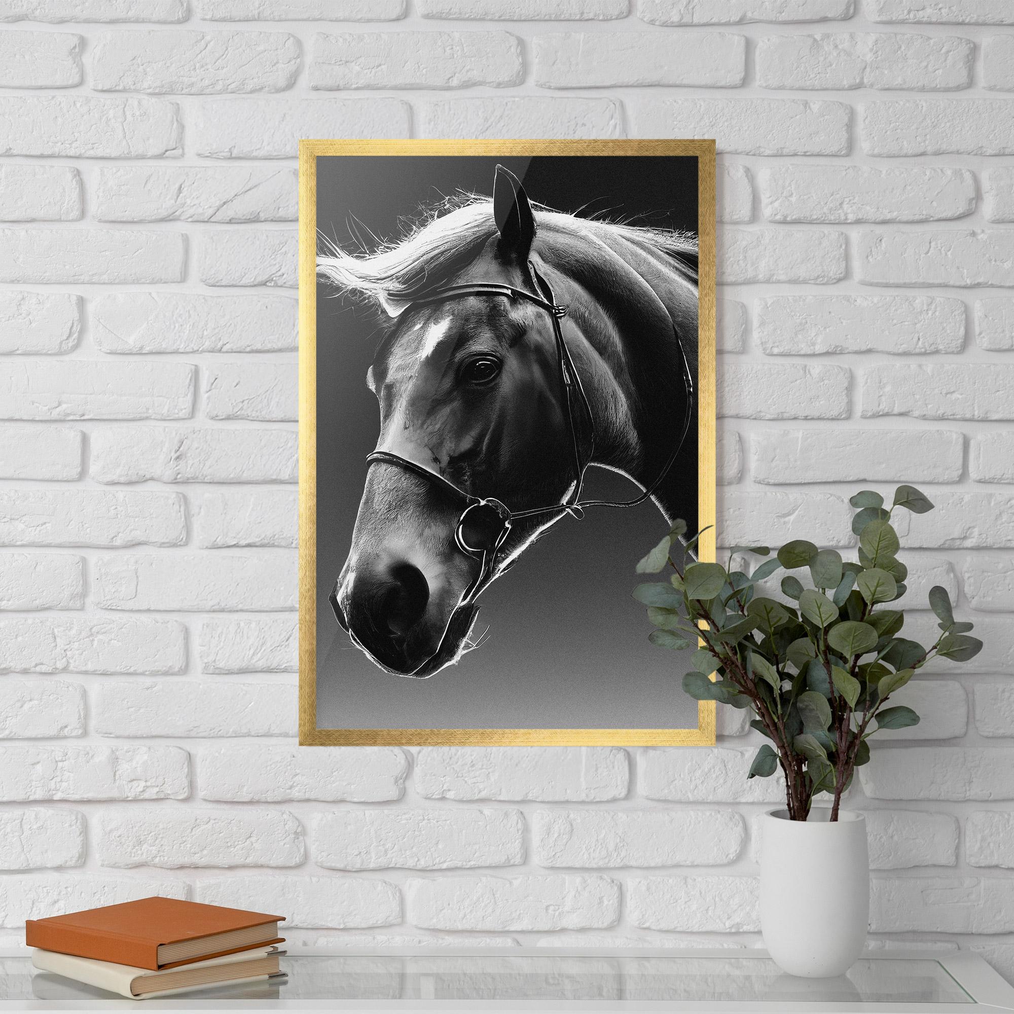 Рамкиран постер Black Horse Profile mockup 5