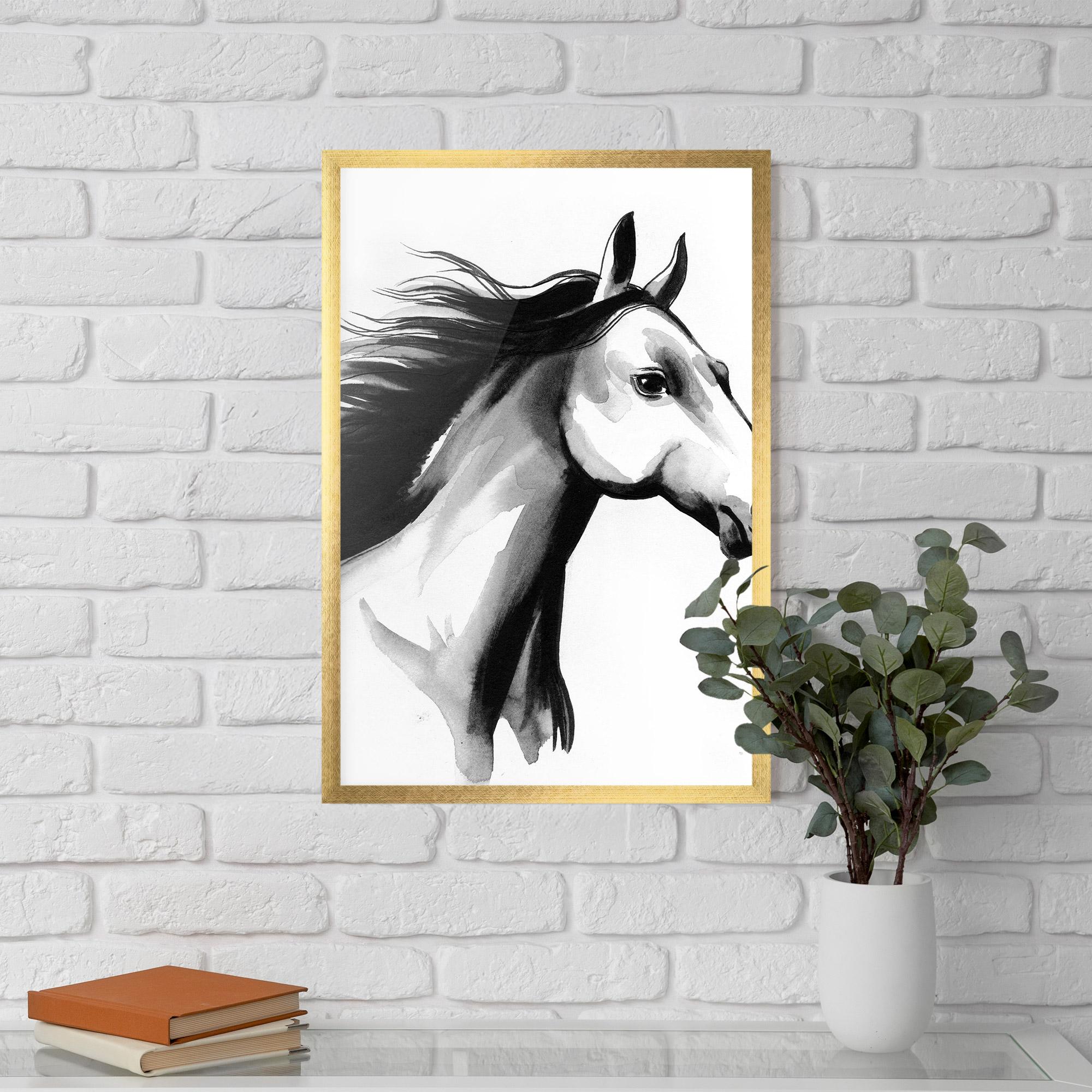 Рамкиран постер Ink Watercolor Horse mockup 5