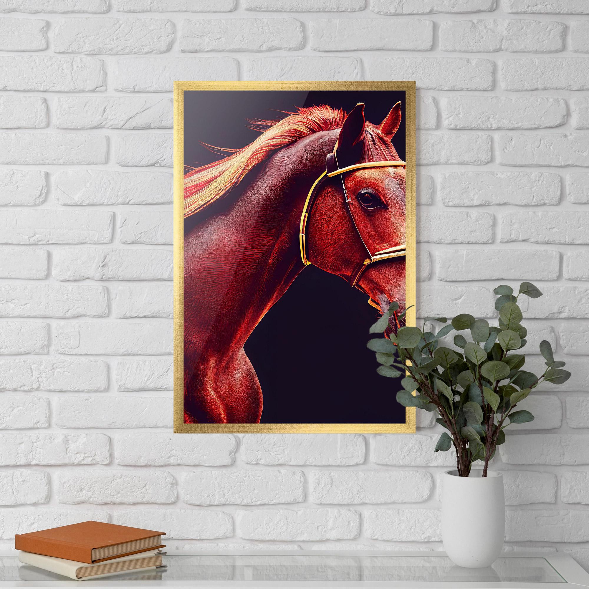 Рамкиран постер Red Horse Portrait mockup 5