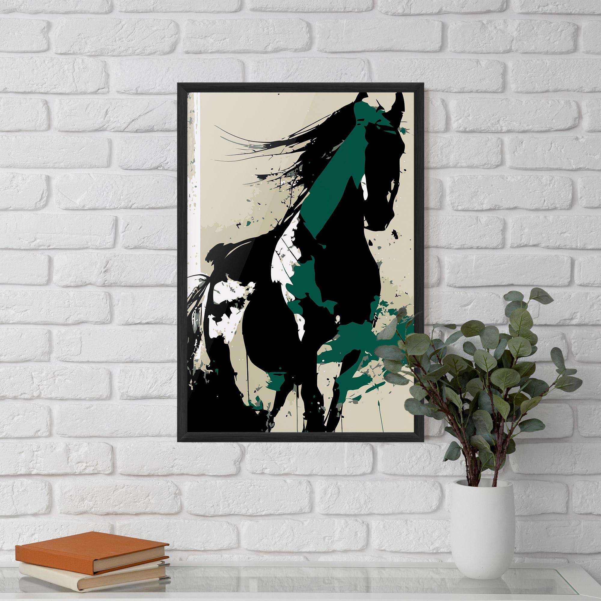 Рамкиран постер Black Green Horse mockup 5