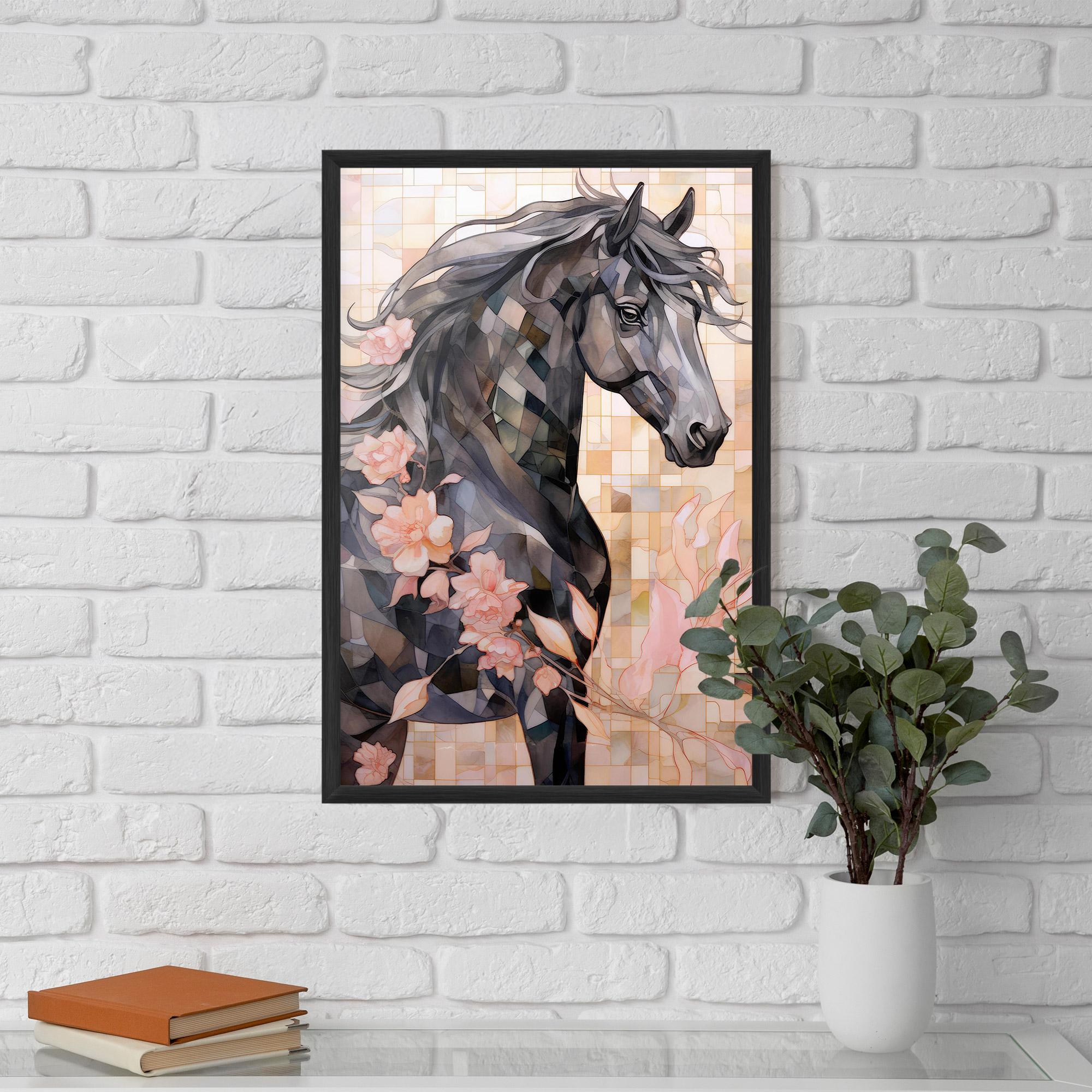 Рамкиран постер Mosaic Painting Horse mockup 5