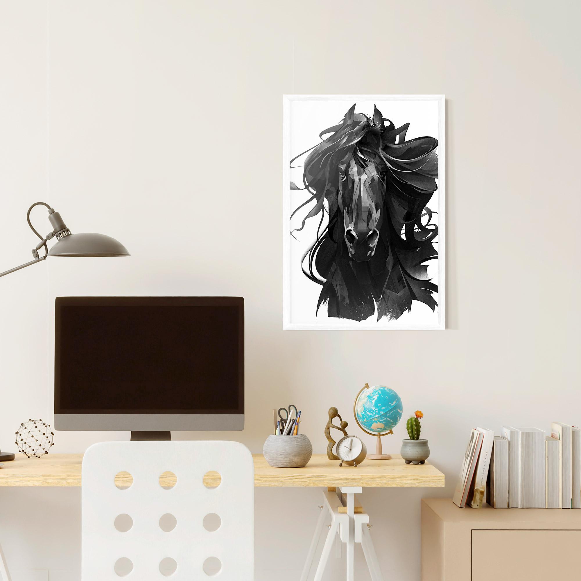 Рамкиран постер Black Horse Portrait mockup 6