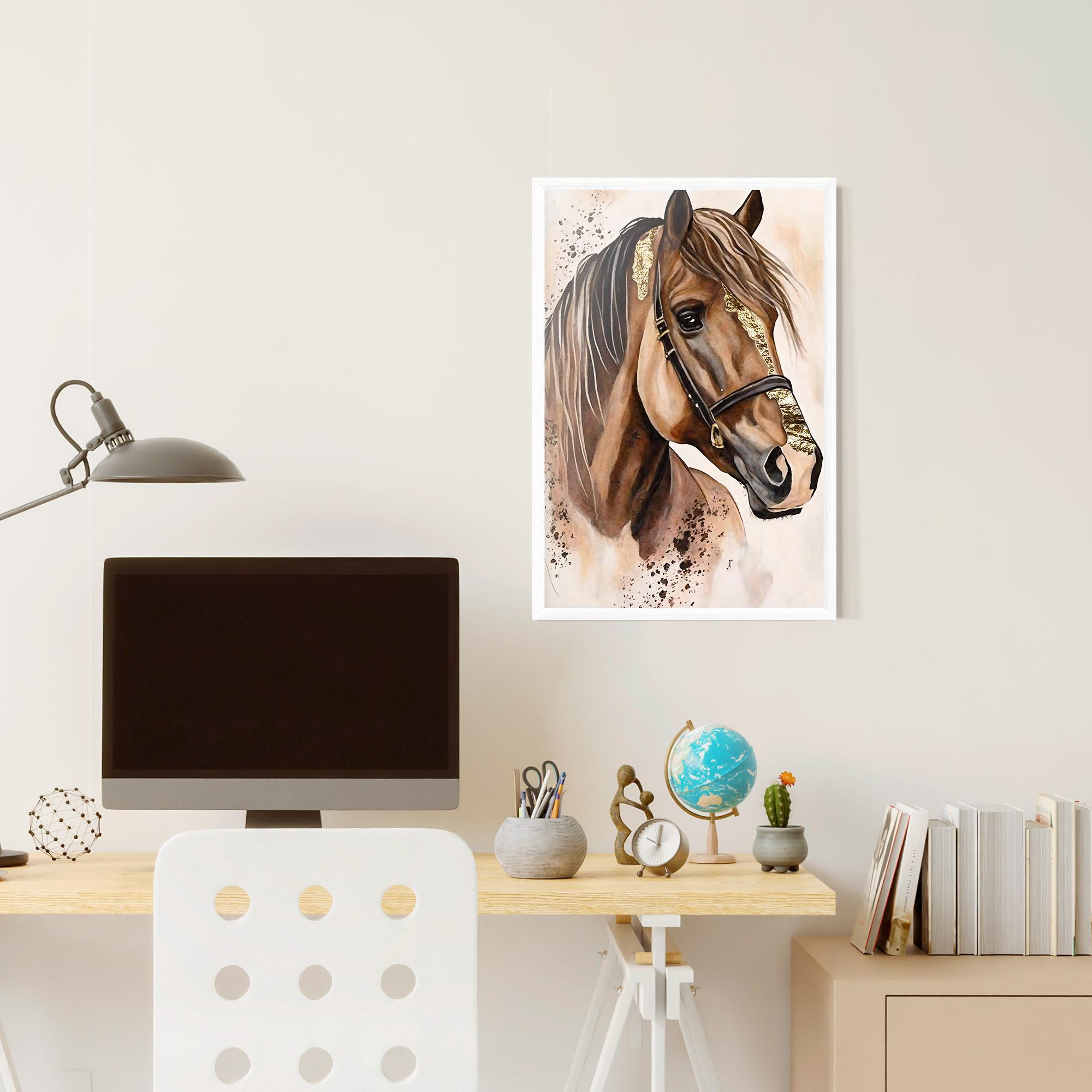 Рамкиран постер Gold Horse Painting mockup 6