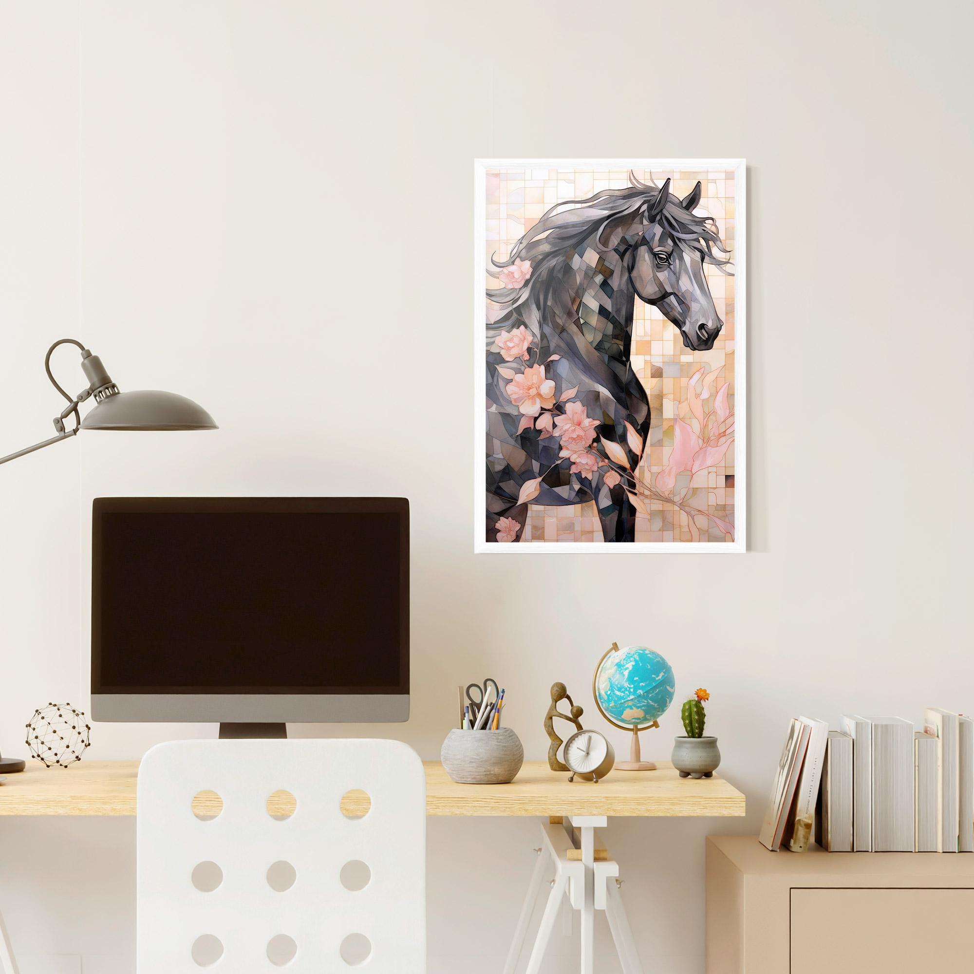 Рамкиран постер Mosaic Painting Horse mockup 6