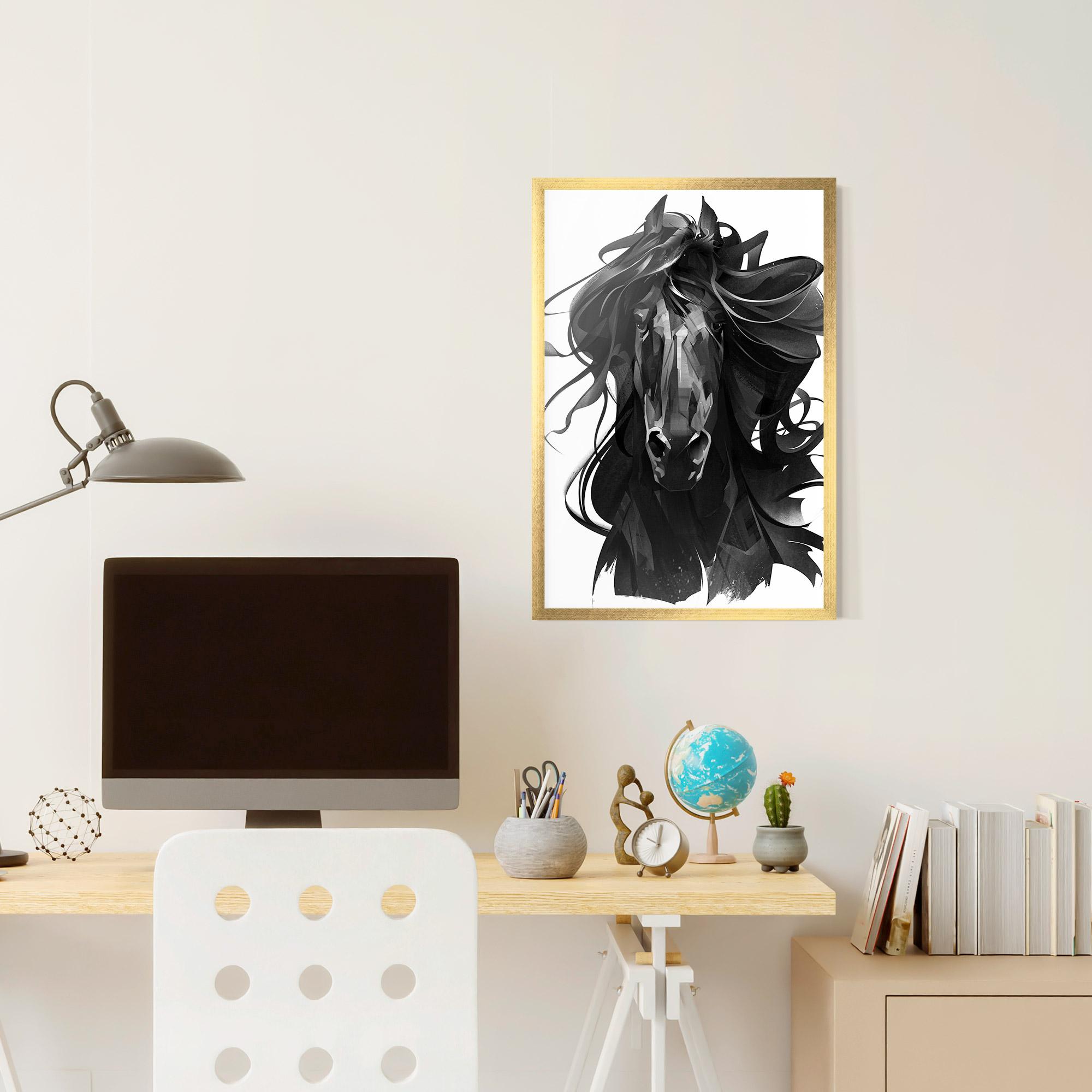 Рамкиран постер Black Horse Portrait mockup 6