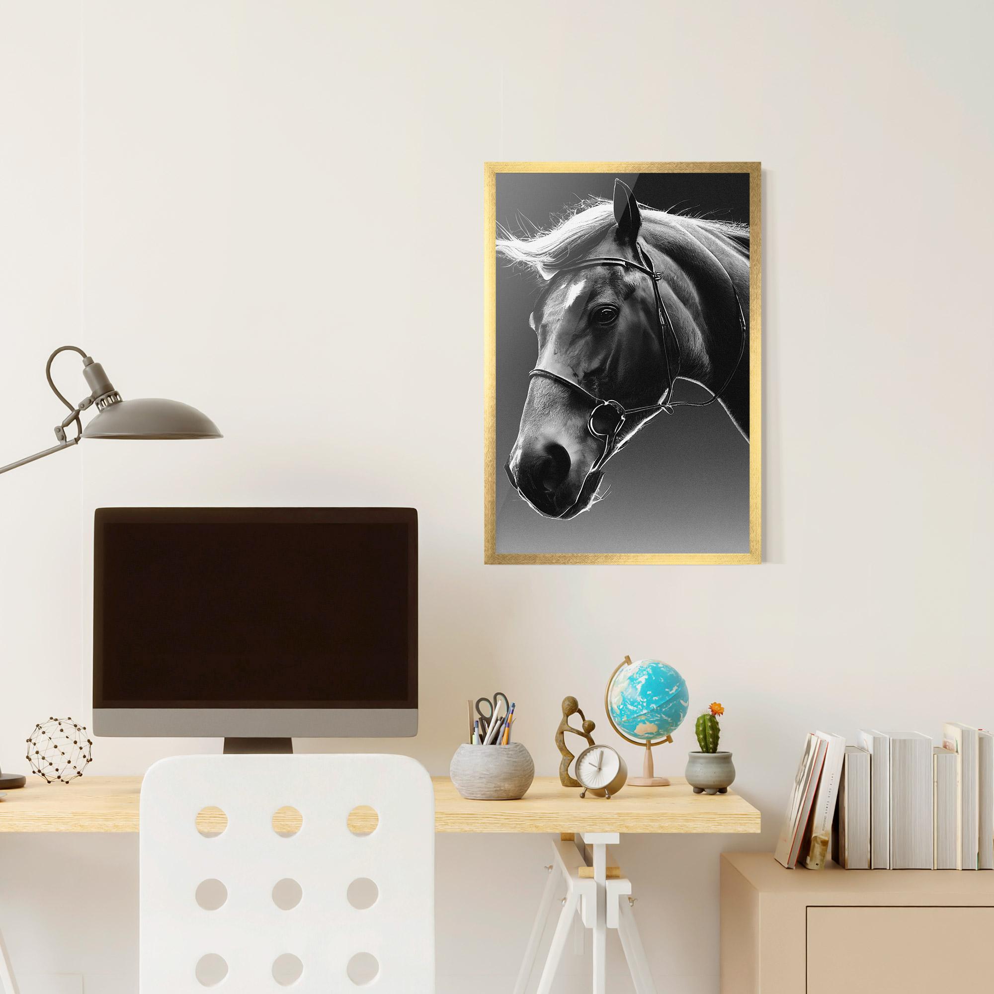 Рамкиран постер Black Horse Profile mockup 6
