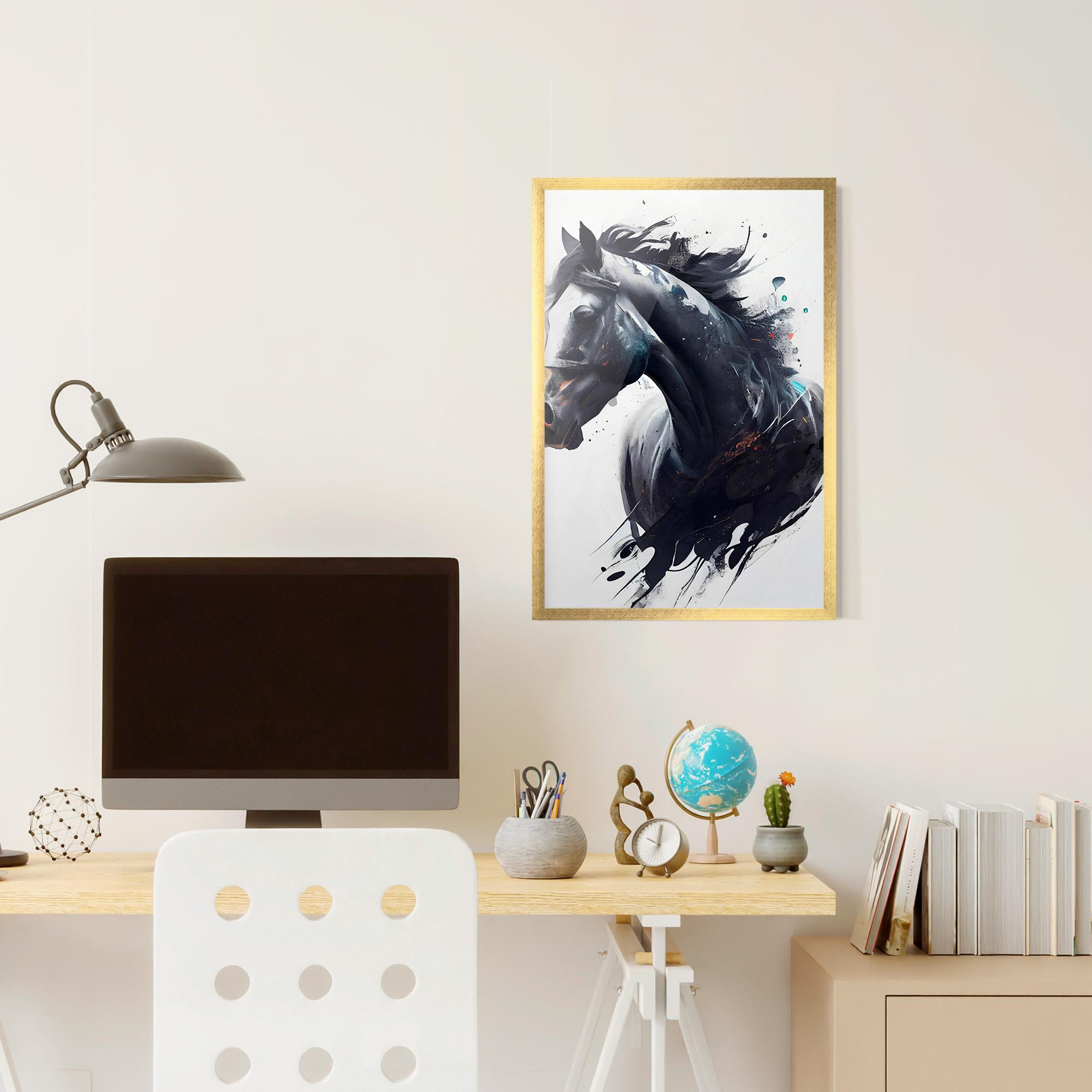 Рамкиран постер Black Paint Horse mockup 6