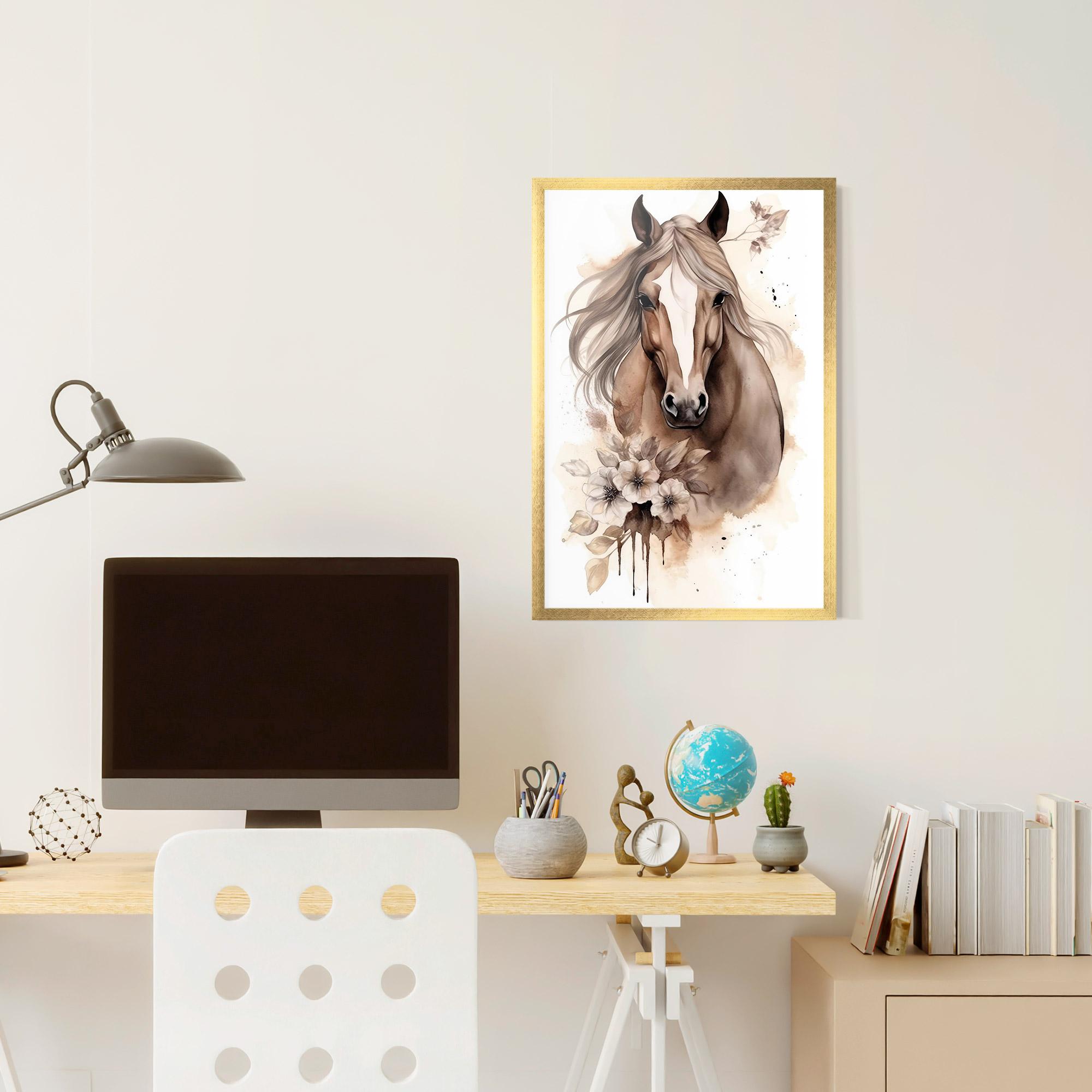 Рамкиран постер Flower Brown Horse mockup 6