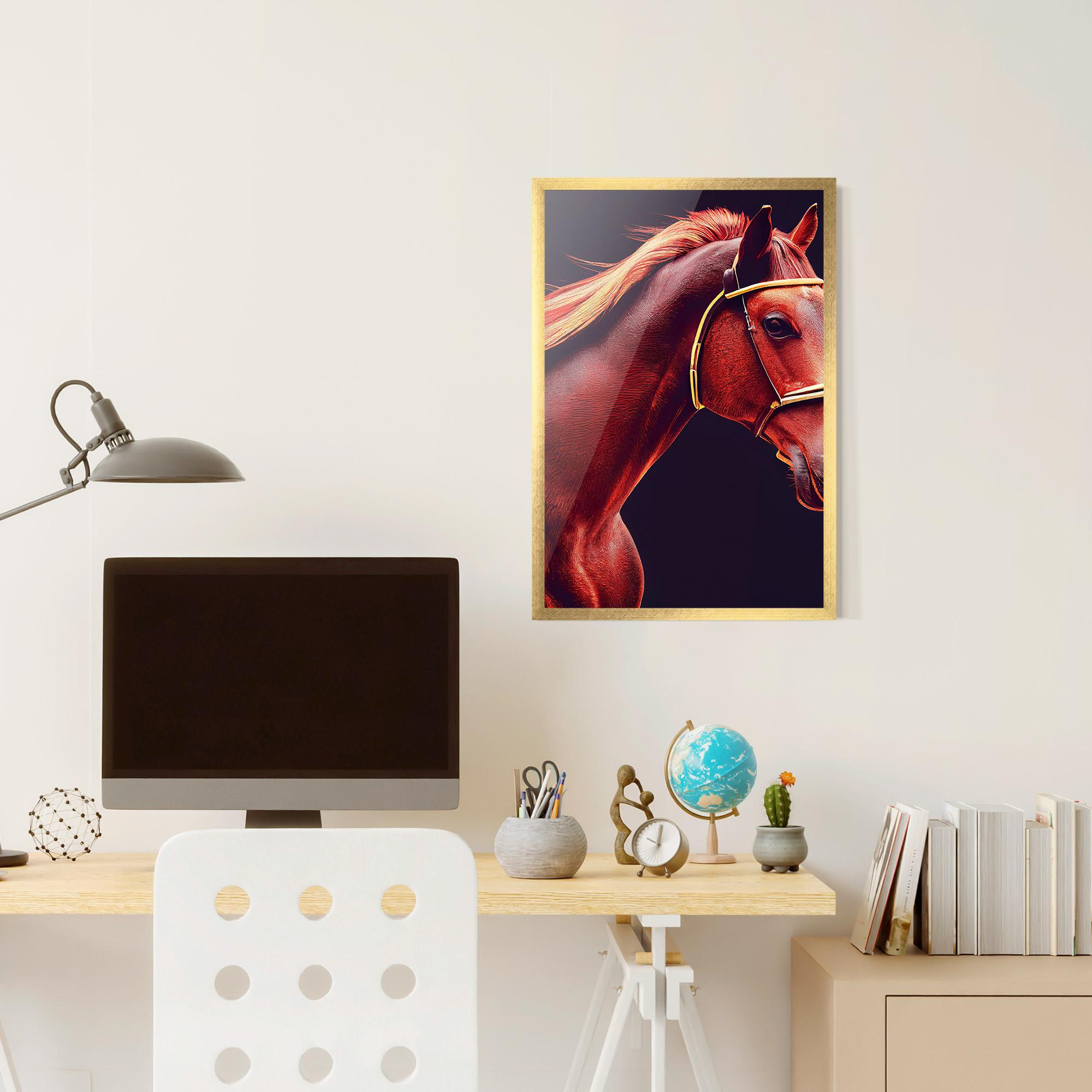 Рамкиран постер Red Horse Portrait mockup 6