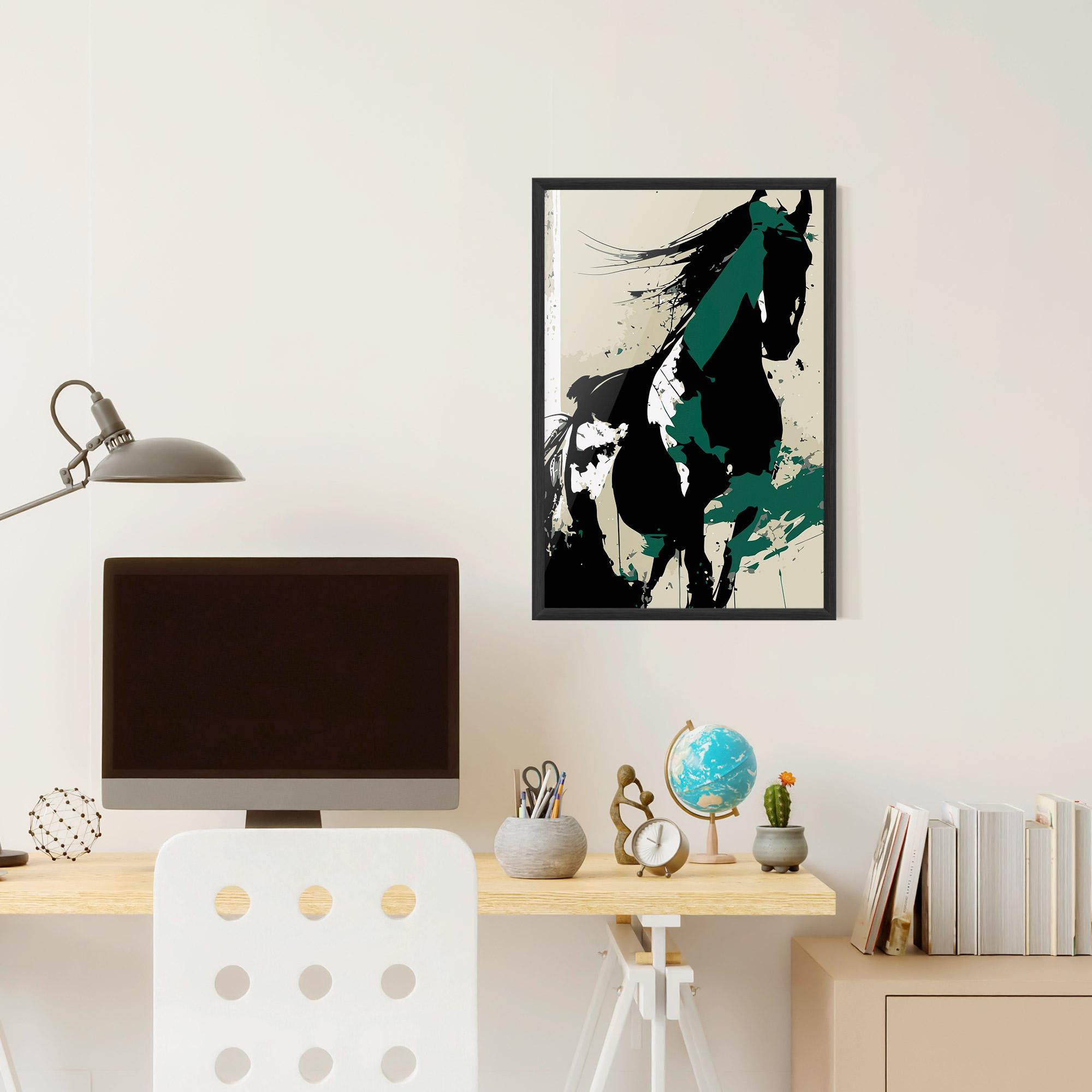 Рамкиран постер Black Green Horse mockup 6
